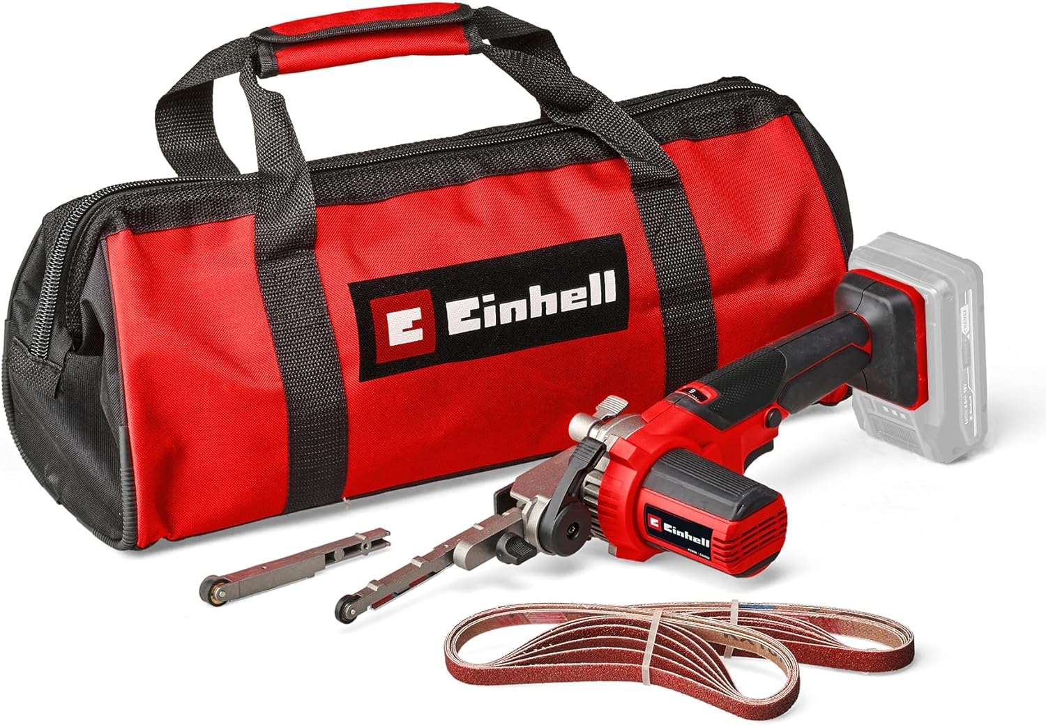 Einhell Akku-Bandfeile TE-BF 18 Li-Solo Power X-Change (18 V, Geschwindigkeit bis 1.700 m/min, 2x Schleifarme 9 mm und 13 mm, inkl. 12x Schleifbänder, ohne Akku) ohne Akku und Ladegerät Angebot bei HelloDeals
