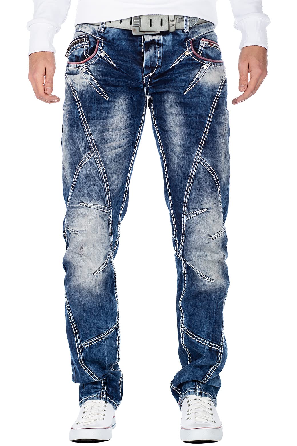 Cipo & Baxx Herren Jeans – Stylische Regular-Fit Denim mit Stone-Washed-Design, Used-Look & markanten Details | Bequeme & modische Jeans für Alltag & Freizeit Angebot bei HelloDeals