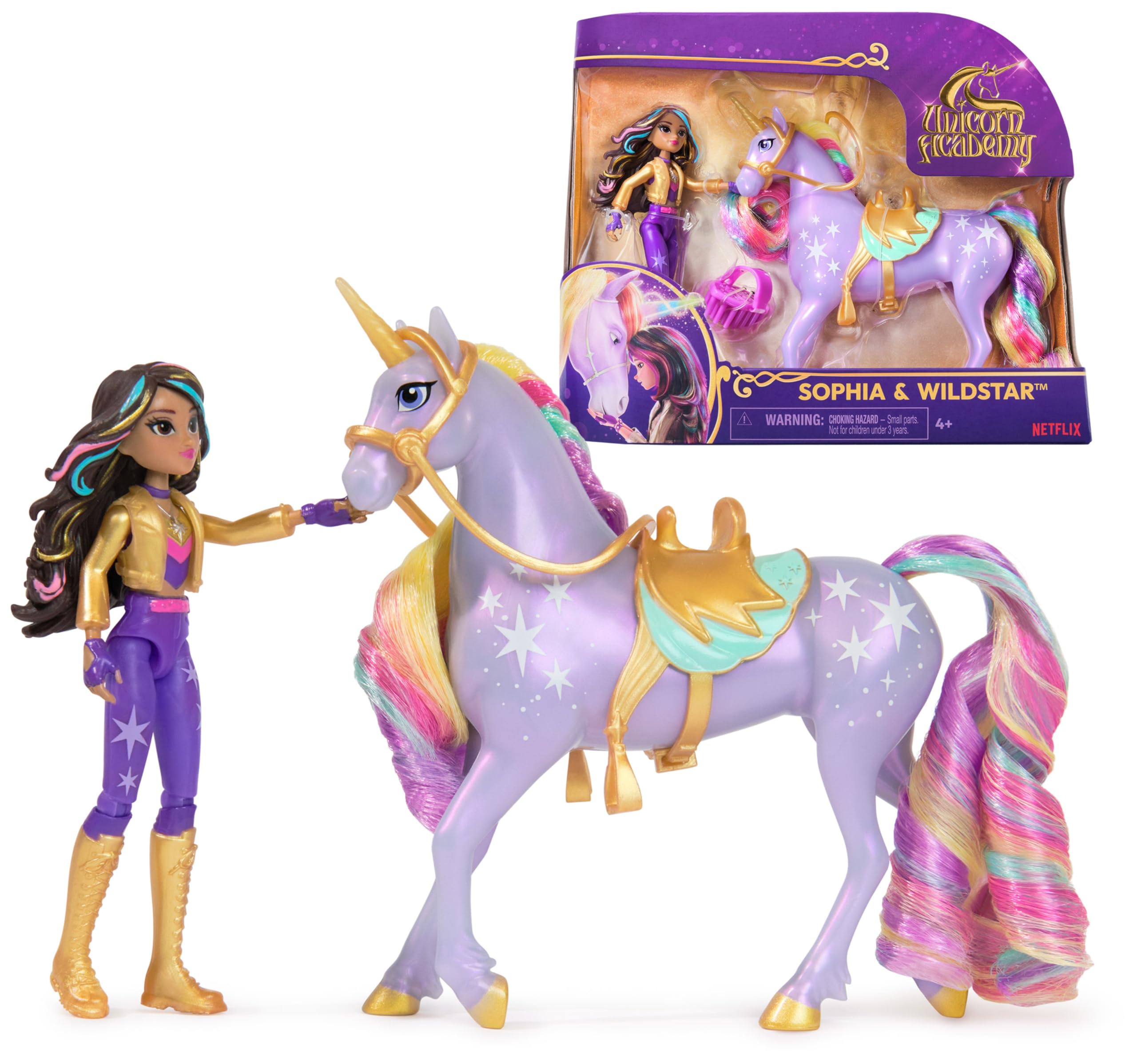 Unicorn Academy Sophia und Einhorn Wildstar Set - ca. 12 cm große Originalfiguren zur beliebten Netflix Serie mit zwei Accessoires und Haarbürste für fantasievolles Rollenspiel, für Kinder ab 4 Jahren Angebot bei HelloDeals