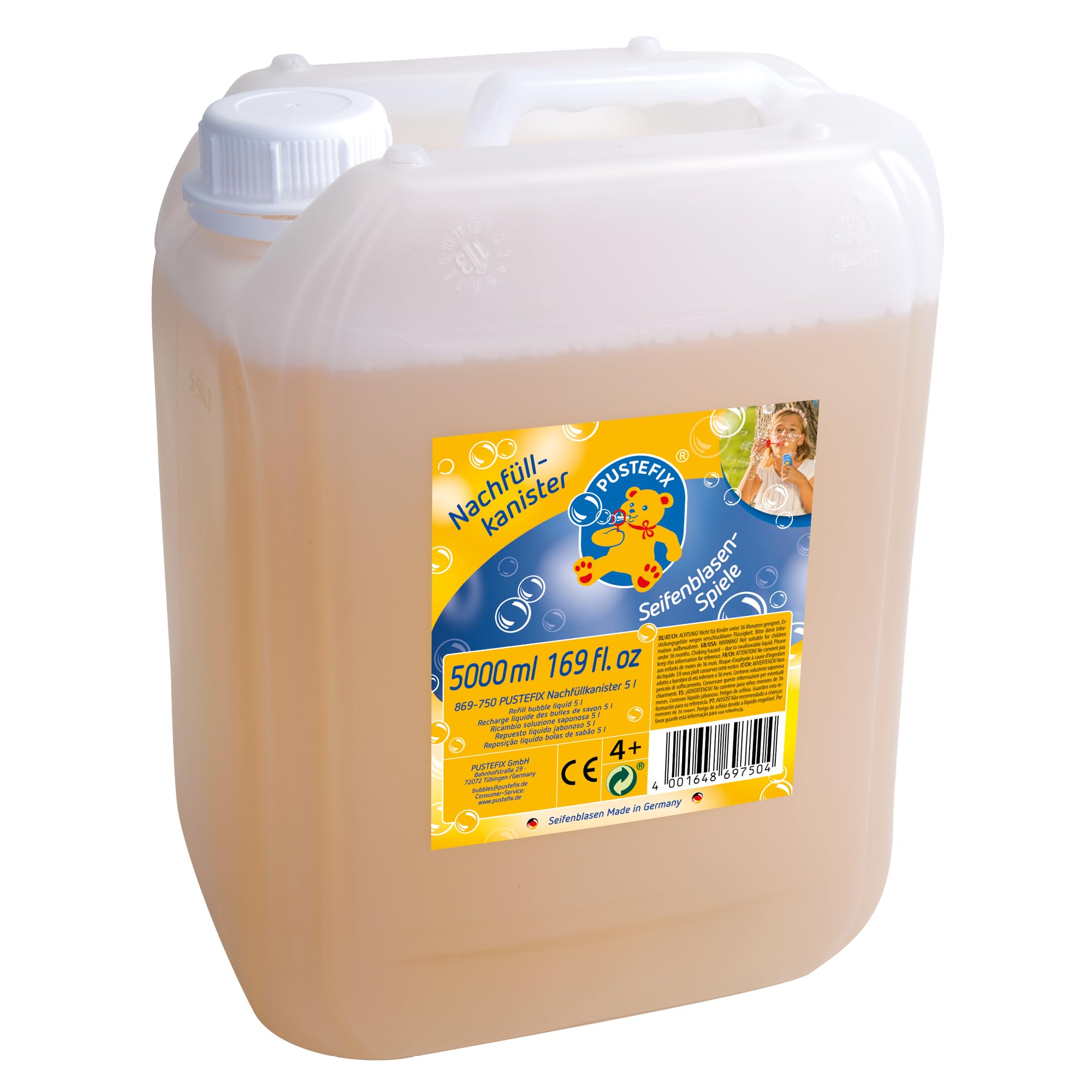 PUSTEFIX - 420869750 Nachfüllkanister I 5 l Seifenblasenflüssigkeit I Bunte Bubbles I Seifenblasen für Hochzeit, Kindergeburtstag, Sommerfest I Bunte Seifenblasen für Kinder & Erwachsene Angebot bei HelloDeals