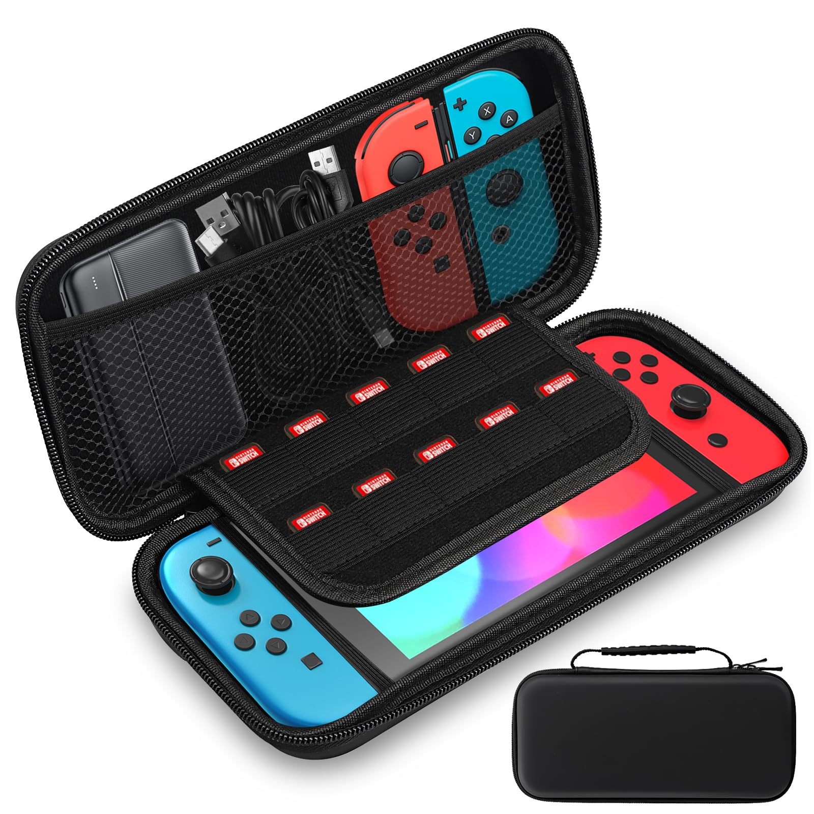Lrocotanc Switch Hartschalen –Transporttasche für Nintendo Switch und Switch OLED – Switch Tasche – Switch OLED Tasche – Mit 10 Spielekartenfächern und Zubehöraufbewahrung Schwarze Angebot bei HelloDeals