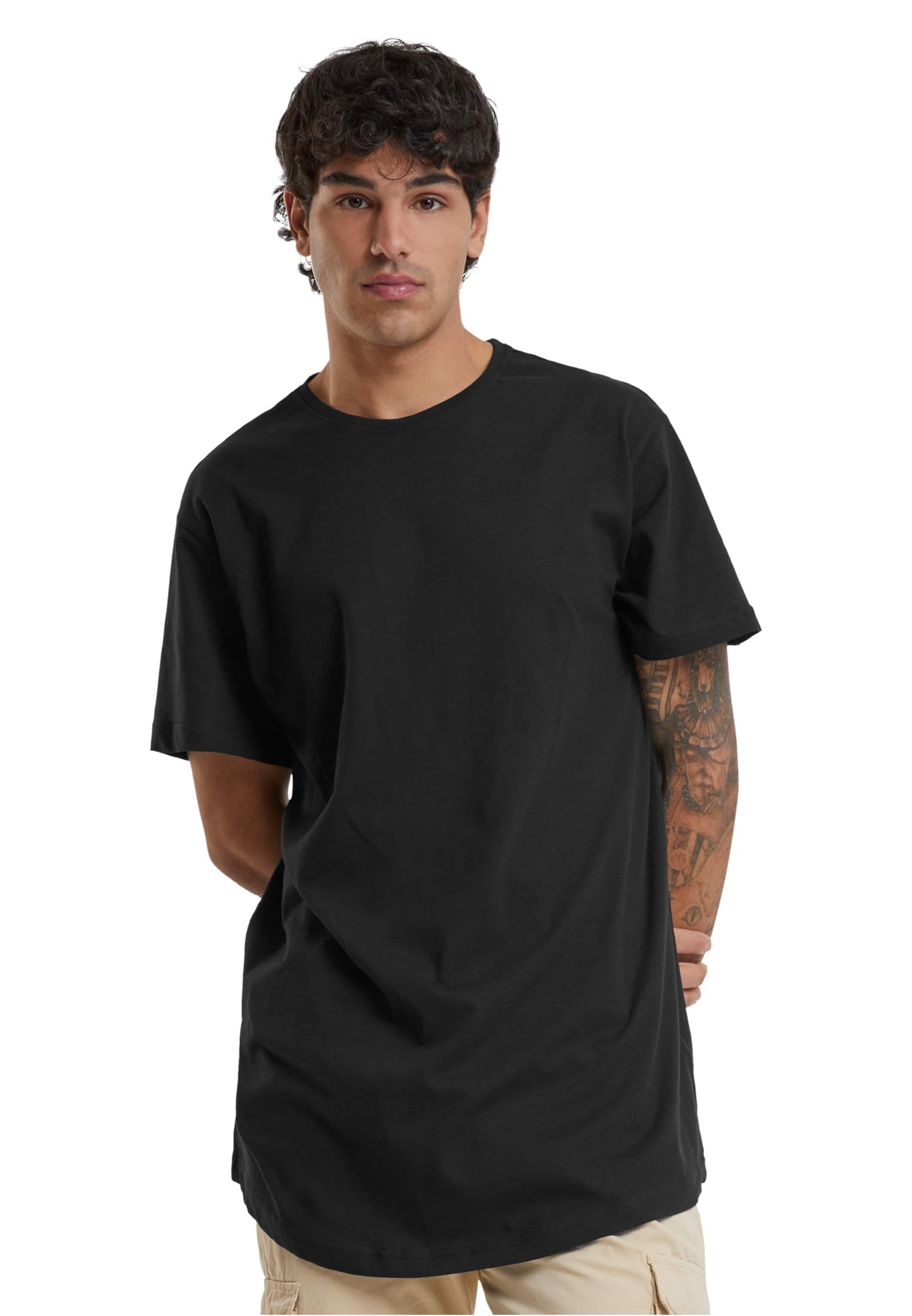 Urban Classics Herren T-Shirt Shaped Long Tee, T-Shirt aus Baumwolle für Männer, länger geschnitten 4XL Schwarz (Schwarz 7) Angebot bei HelloDeals