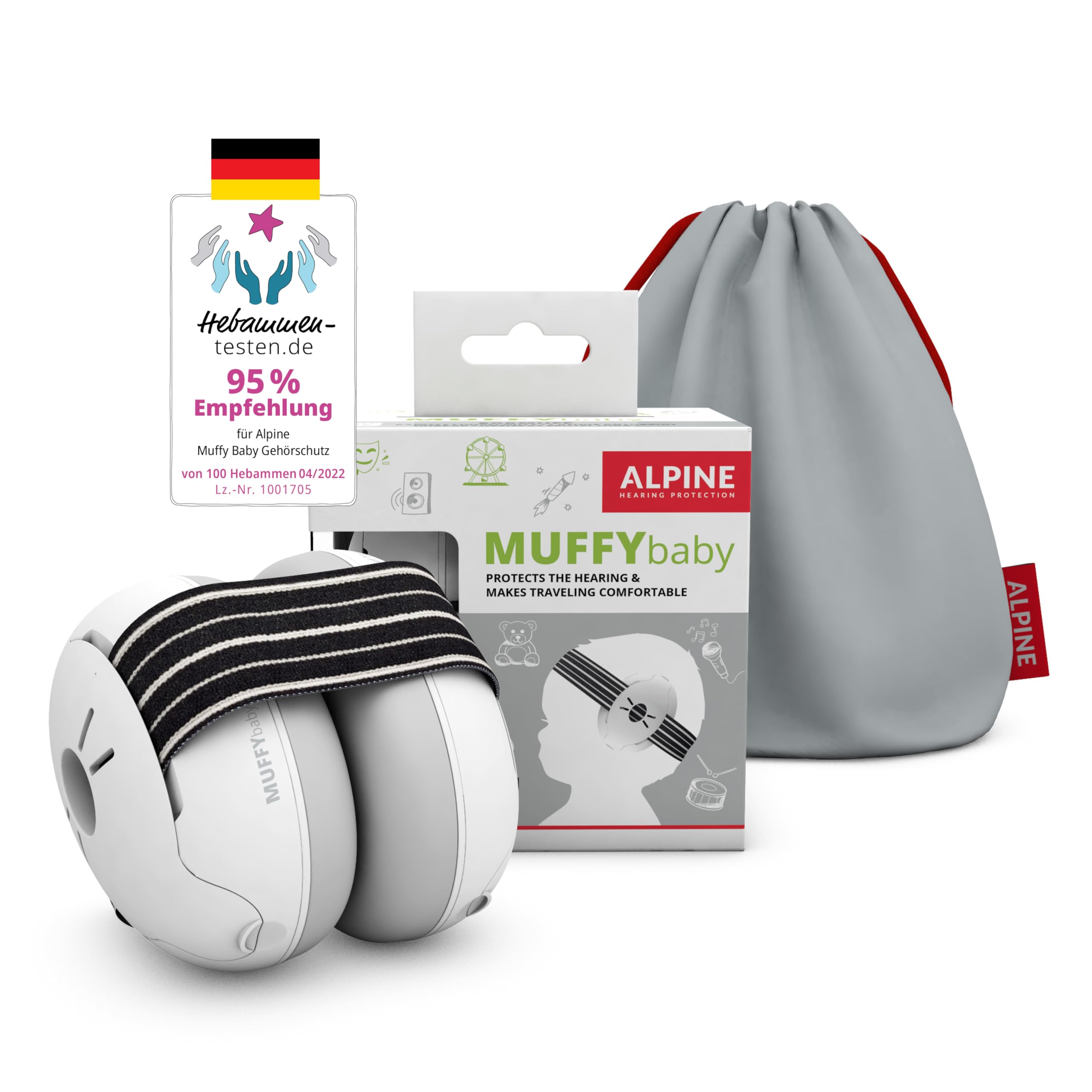Alpine Muffy Baby - Gehörschutz für Babys - Verstellbares ANTI-SLIP-Kopfband bis 36 Monate - In Deutschland auf Sicherheit getestet - Lärmschutz Kopfhörer verhindert Gehörschäden - Schwarz Angebot bei HelloDeals