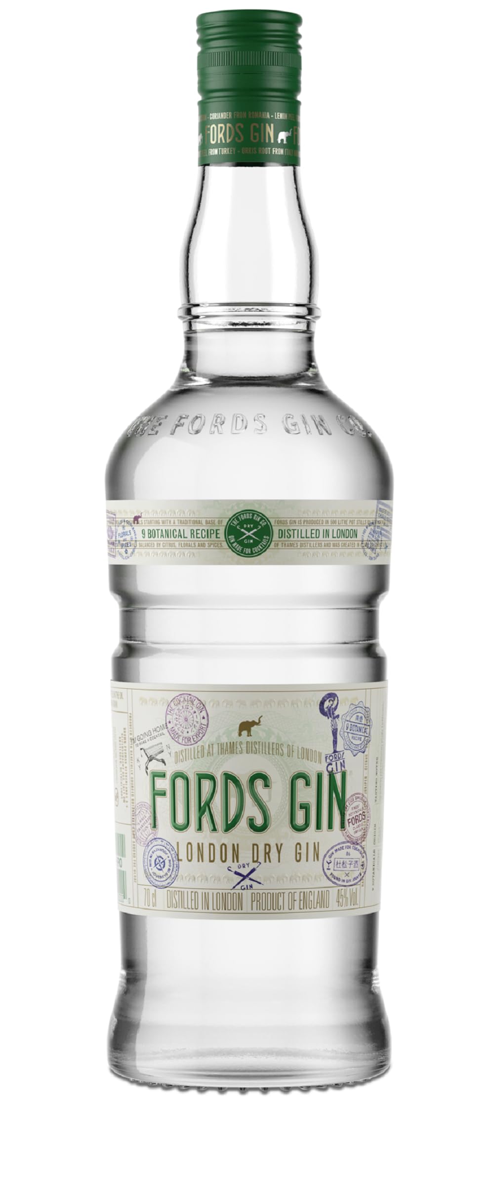 Fords Gin - London Dry Gin - Geschenkempfehlung - Leichte Süße und voller Geschmack aus Wacholder, Koriander und Zitrusölen - 0.7L/45% Vol Einzelflasche Angebot bei HelloDeals
