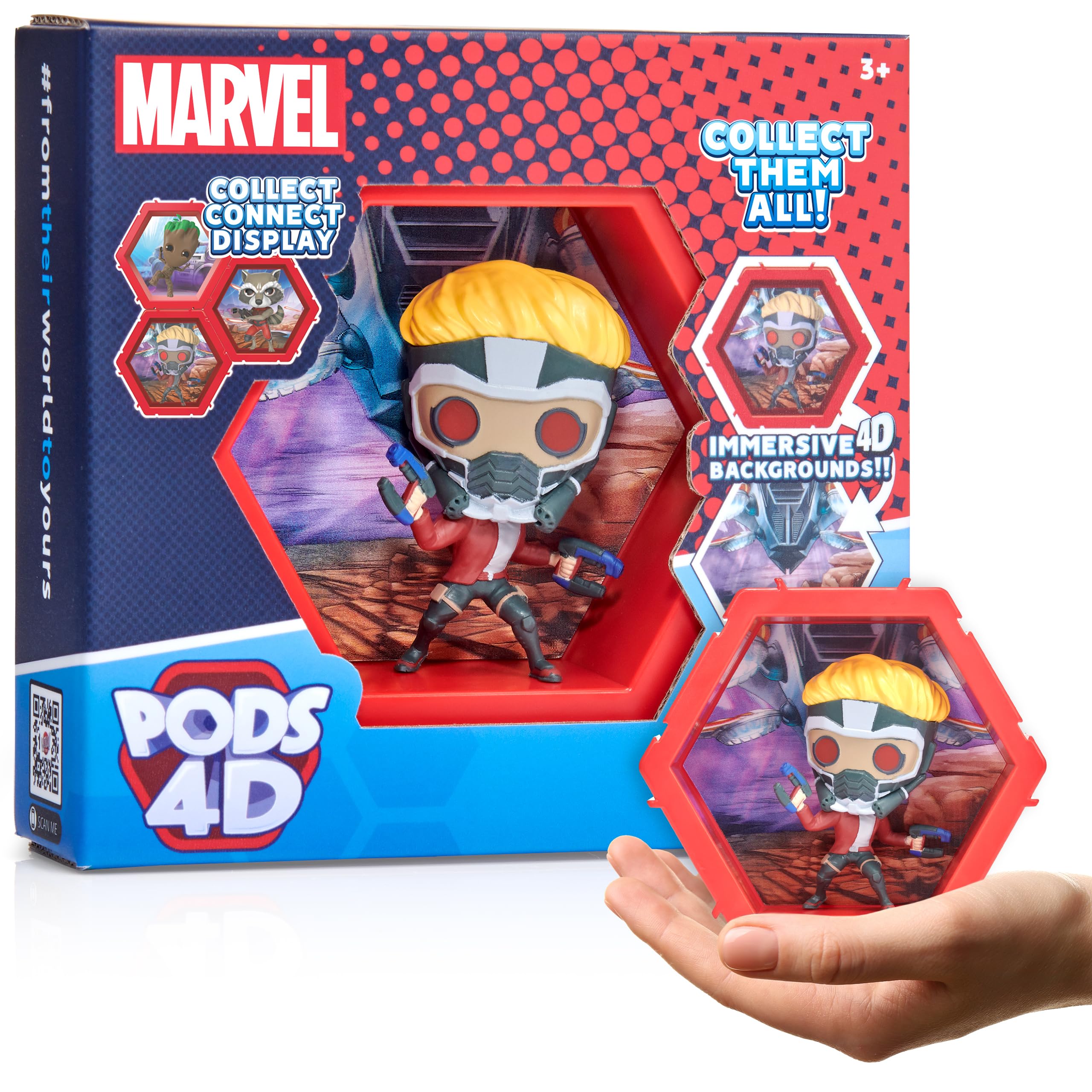 WOW! PODS 4D Marvel Starlord, verbindbare, sammelbare Wackelkopffigur, die aus ihrer Welt in Ihre platzt, Wand- oder Regaldisplay, Marvel-Spielzeug und -Geschenke, Serie 1 Nr. 455 Angebot bei HelloDeals