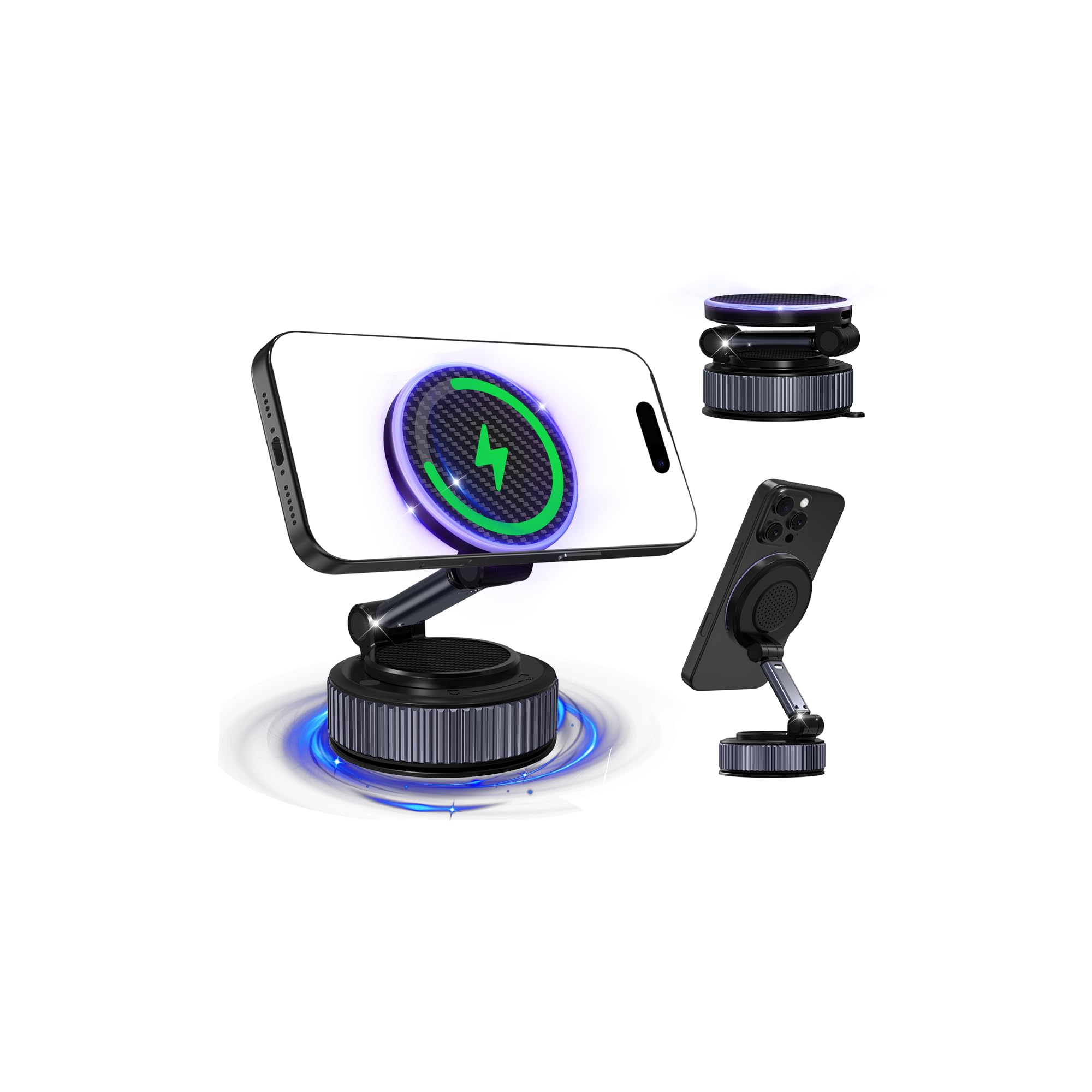 KOQQQ Upgraded Vacuum Magnetic Mobile Phone Holder Car, 15W Handyhalterung Auto Magnet, 360° Rotatable for Car/Mirror, Magnetic Phone Holder für iPhone & Android Angebot bei HelloDeals