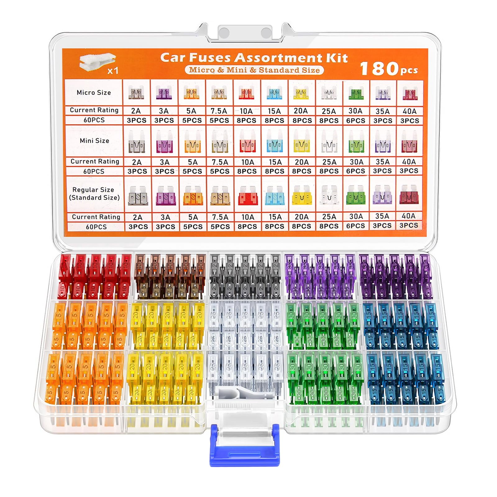 180 Stück Autosicherungen Set Gemischt Kfz Sicherungen mit Aufbewahrungskoffer und Sicherungsabzieher Auto Sicherungen Set Flachsicherungen Kfz für PKW Wohnmobil LKW Motorrad Angebot bei HelloDeals