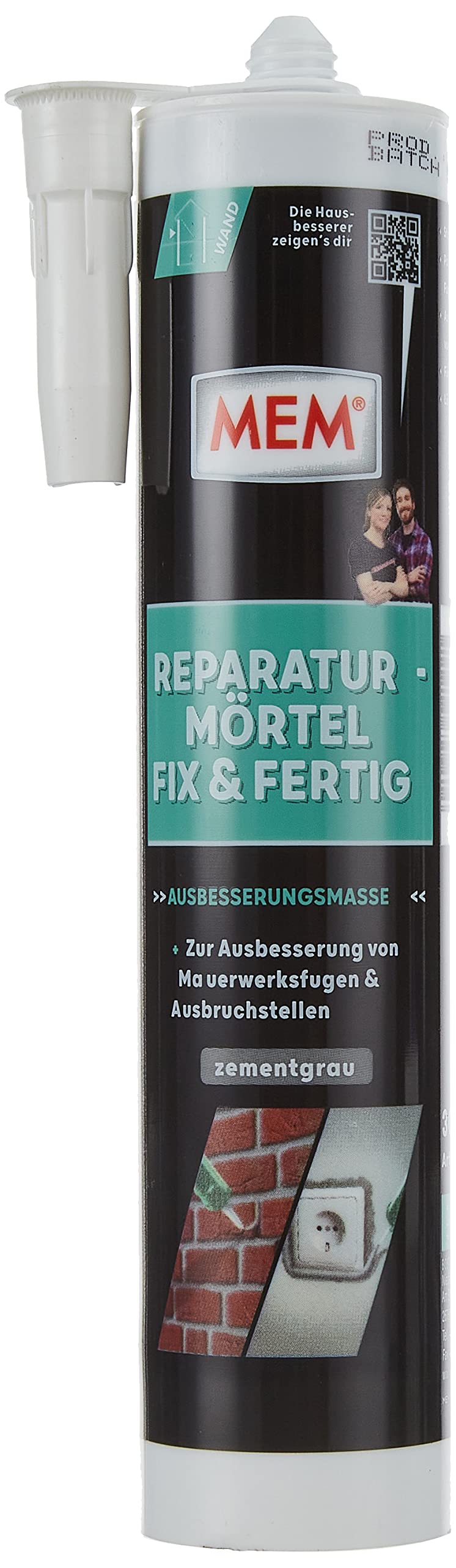 MEM Reparaturmörtel Fix & Fertig, Für Mauerwerksfugen & Ausbruchstellen, Innen & Außen, Überstreichbar, Schnell härtend, Zementgrau, 300 ml Kartusche 300 ml Single Angebot bei HelloDeals