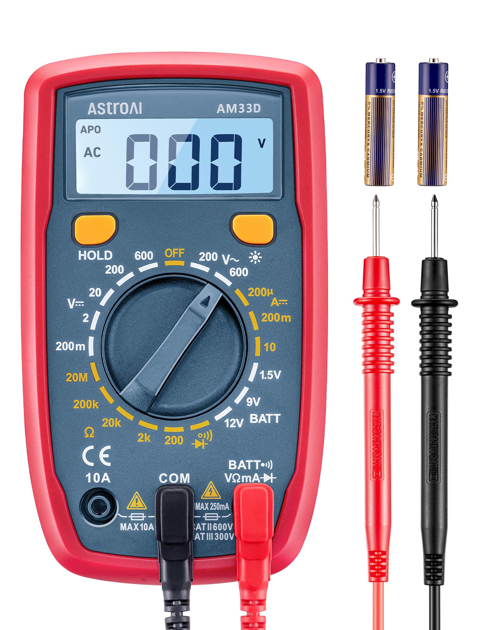 AstroAI Digital Multimeter voltmeter strommessgerät Tester Messung von AC/DC Spannung, DC Strom, Widerstand, Diode, Kontinuität Messinstrument mit großes LCD-Anzeige und Hintergrundbeleuchtung Angebot bei HelloDeals