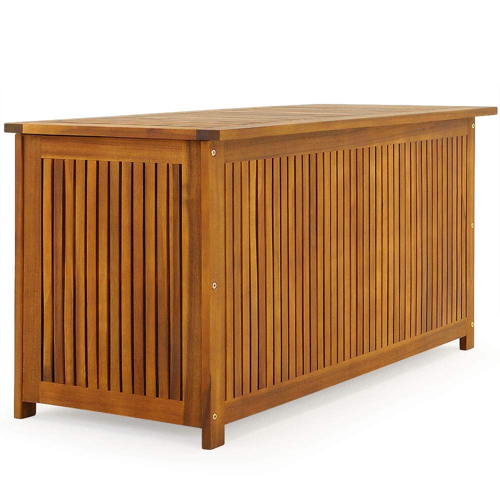 Casaria® Gartenbox Holz Akazie 205L Deckel 160kg Belastbarkeit Wetterfest Auflagenbox Aufbewahrungsbox Garten Balkon Wintergarten Sitztruhe 115x50cm Angebot bei HelloDeals