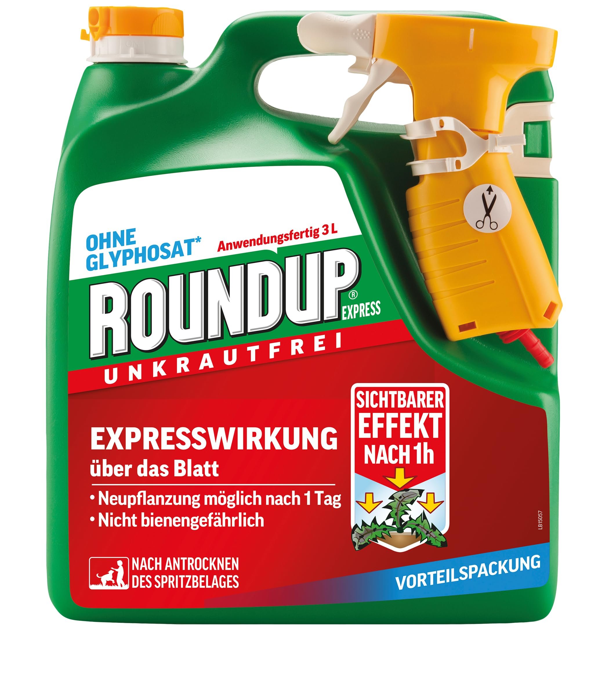 Roundup Unkrautfrei Express, 3 Liter Sprühsystem, Anwendungsfertiges Spray zur Bekämpfung von Unkräutern, Gräsern und Moos Angebot bei HelloDeals