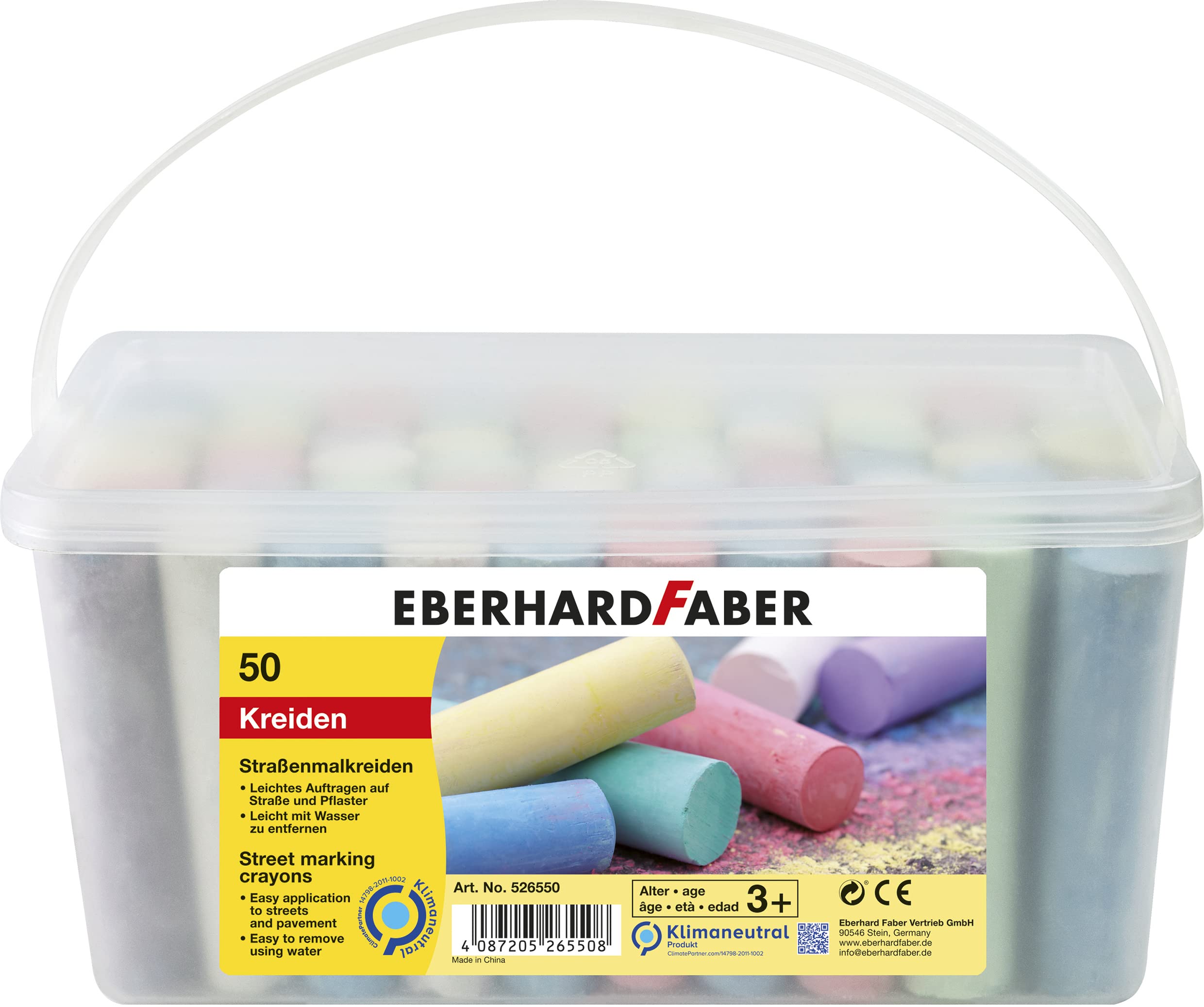 Eberhard Faber 526550 - Straßenkreide 50er Eimer, 8 leuchtenden Farben Straßenmalkreide, Basicfarben 50er Eimer Basicfarben Angebot bei HelloDeals