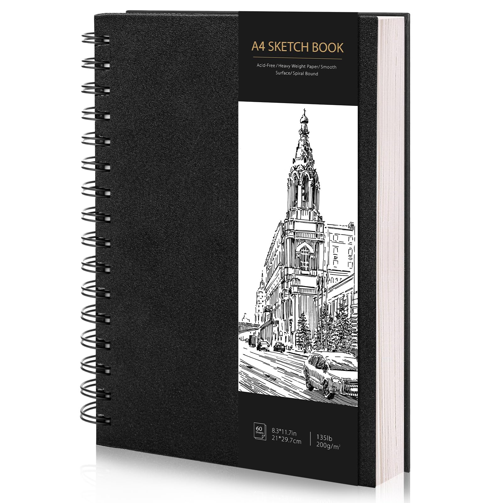 Skizzenbuch A4, Zeichenblock Skizzenpapier Zum Zeichnen Malblock 200g/m² Dickes Papier Spiralbindung für Künstler Kinder Studenten (60 Blatt/120 Seiten) A4 Skizzenbuch(200g/m²) Angebot bei HelloDeals