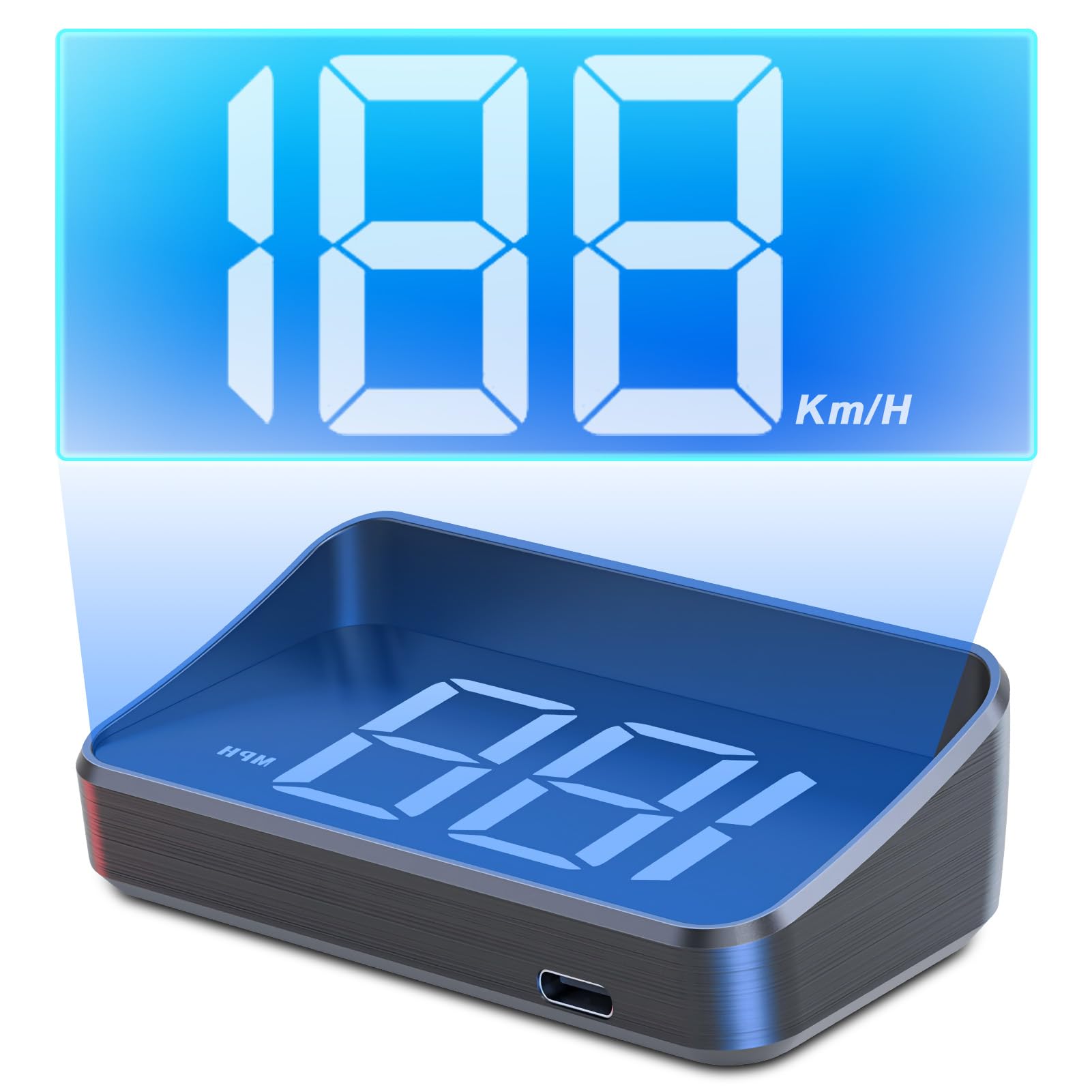WODHMIEY HUD Tachometer-Projektor, Windschutzscheiben-Projektor Tachometer HUD mit GPS+Beidou, automatische Helligkeitsanpassung, 10Hz Bildwiederholrate, klares Display (Weiß KM/H) Angebot bei HelloDeals