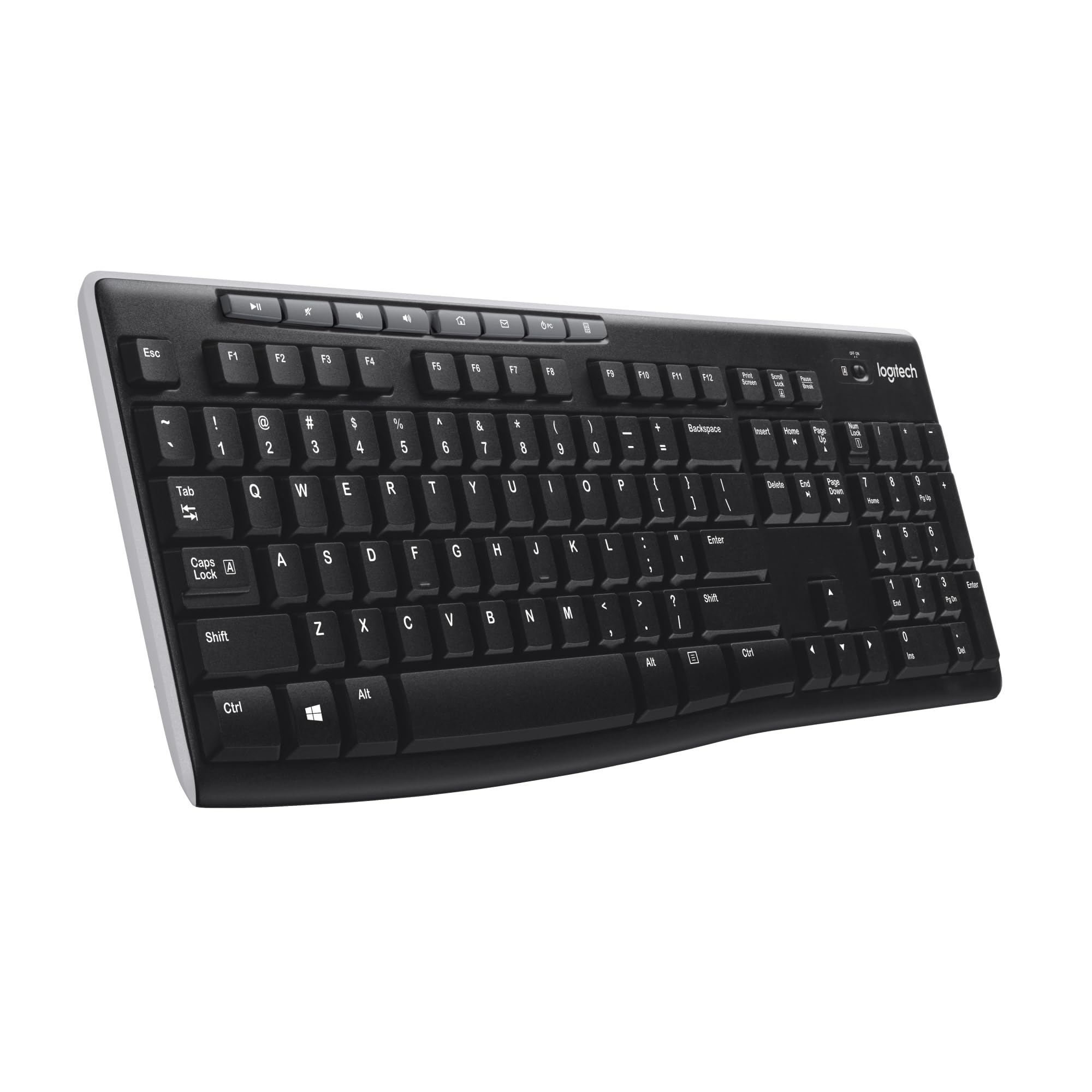 Logitech K270 Kabellose Tastatur für Windows, 2,4 GHz kabellos, Standardgröße, Nummernblock, 8 Sondertasten, 2 Jahre Batterielaufzeit, Kompatibel mit PC, Laptop, Deutsches QWERTZ-Layout - Schwarz Angebot bei HelloDeals