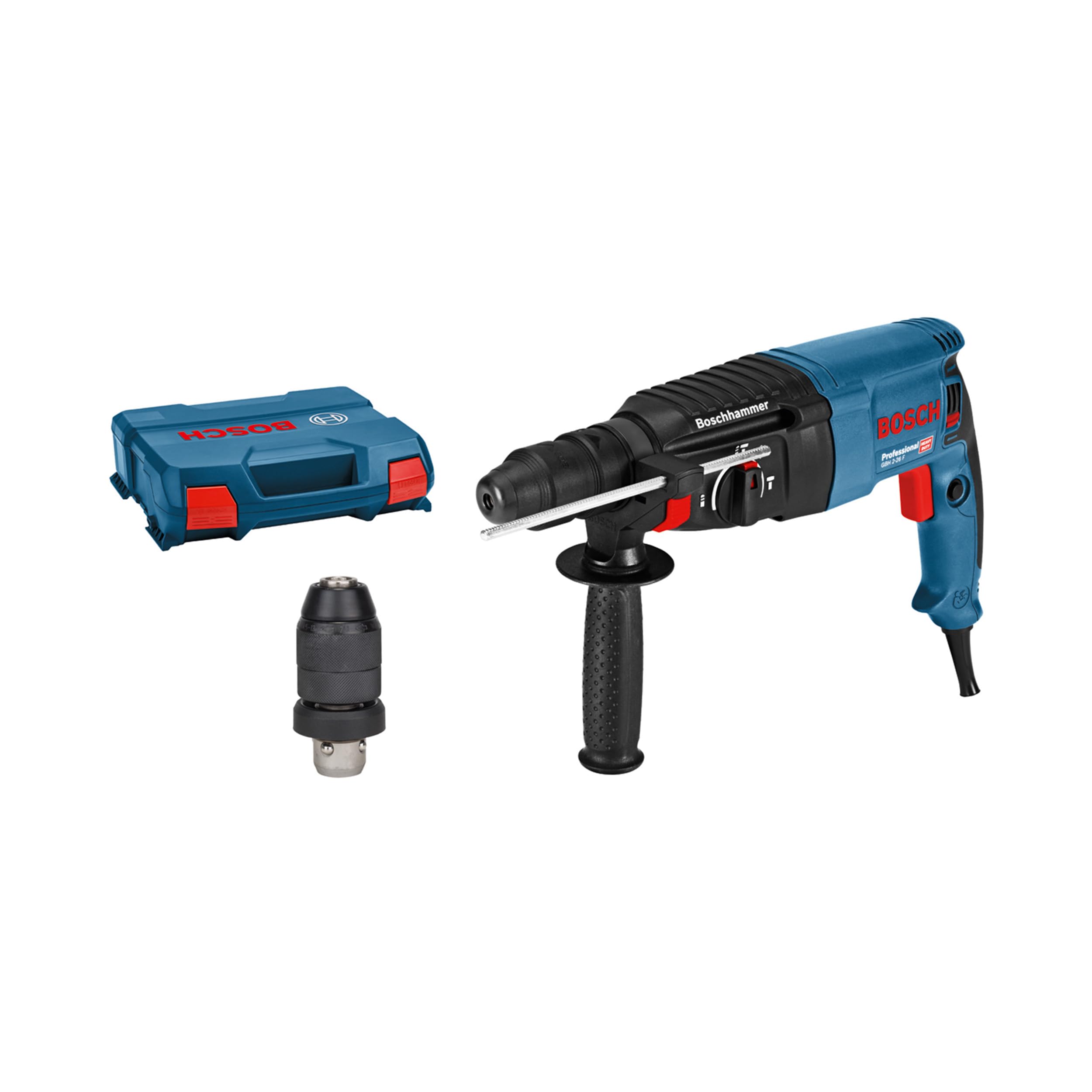 Bosch Professional Bohrhammer GBH 2-26 F (Leistung 830 Watt, Wechselfutter SDS-plus, inkl. Zusatzhandgriff, Tiefenanschlag, Maschinentuch, Schnellwechselbohrfutter, Handwerkoffer) Angebot bei HelloDeals