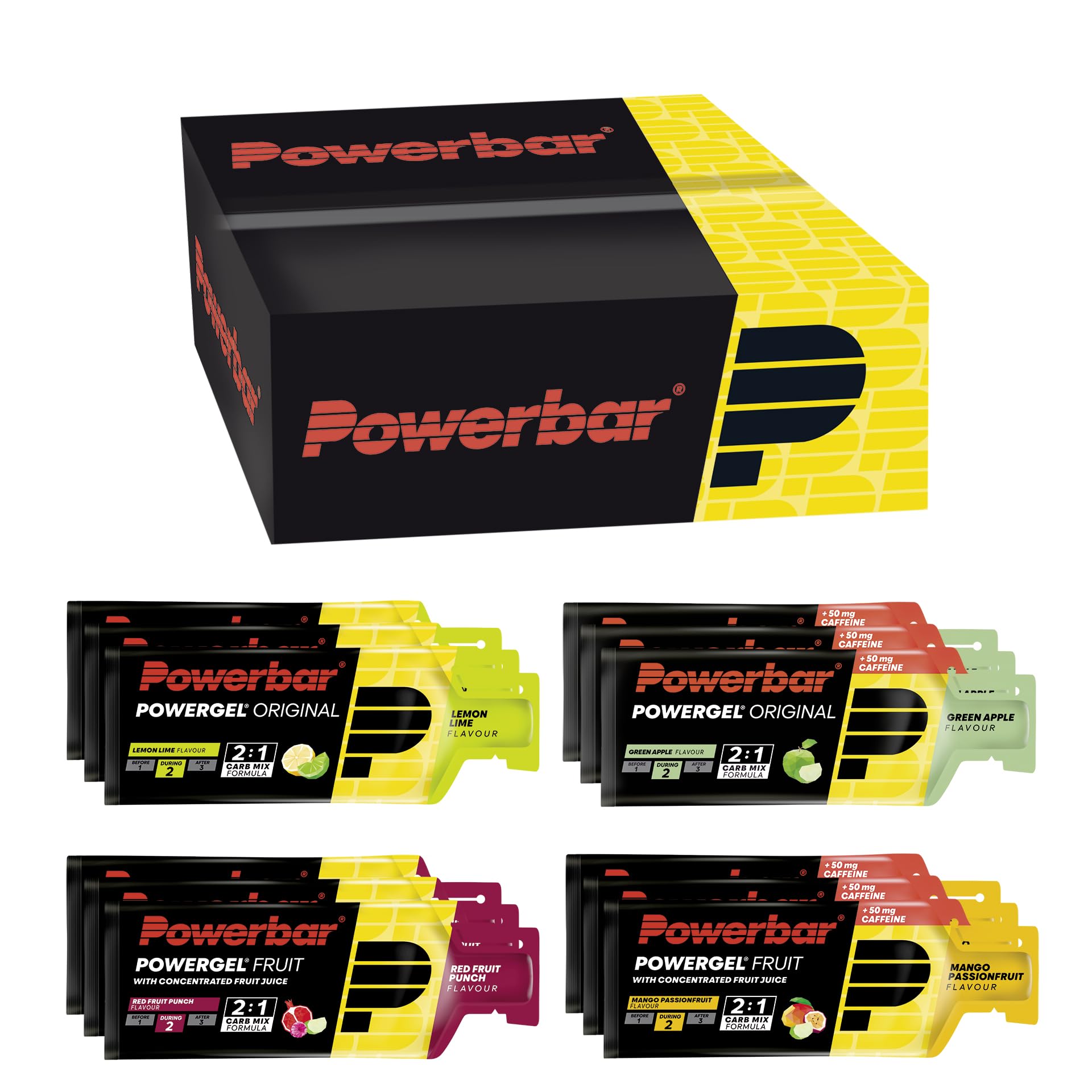 Powerbar - PowerGel Multiflavour Box - 12x41g - High Carb Energie Gele - 2:1 Kohlenhydratverhältnis - Natrium Multiflavour 12x41g Angebot bei HelloDeals