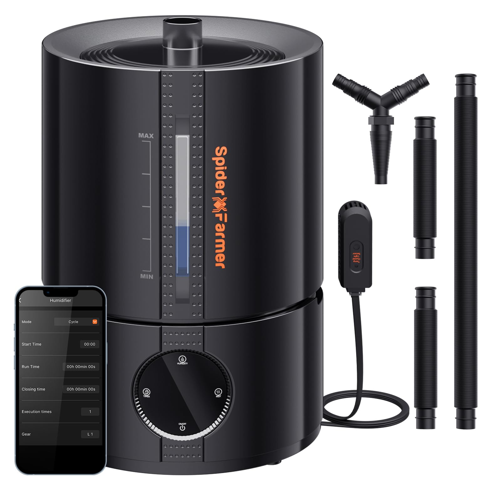 Spider Farmer Neuer 450ml/h Luftbefeuchter für Pflanzen Grow Zelt Schlafzimmer, GGS Smart Ultraschall Humidifier mit Hygrometer Automatische Befeuchtung Abschaltung Indoor Schwarz Klein 5L Top-fill Angebot bei HelloDeals