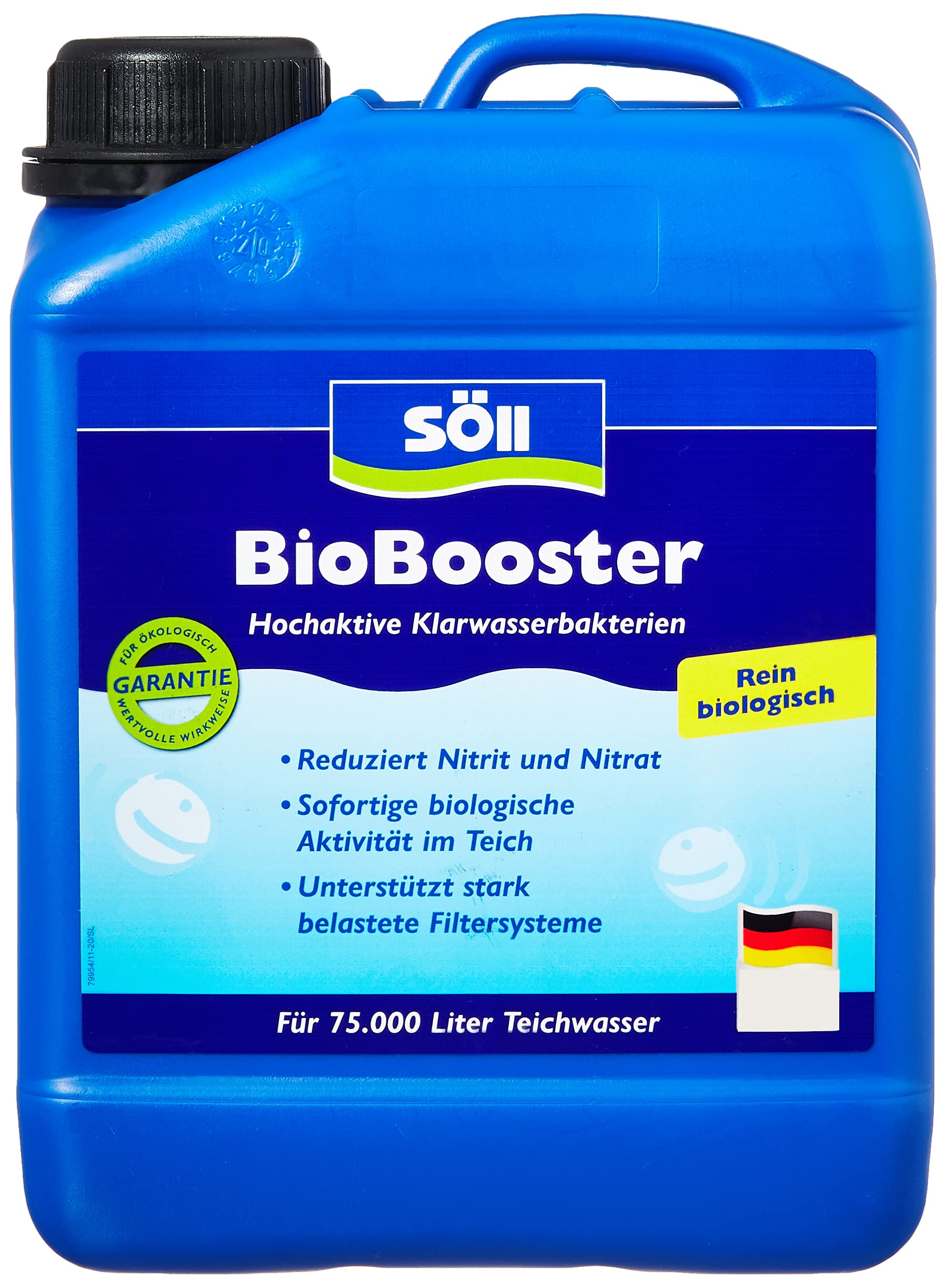 Söll 81430 BioBooster 2,5 l - biologischer Teichwasseraufbereiter, Klarwasserbakterien, unterstützt belastete Filtersysteme im Gartenteich Fischteich Schwimmteich 2,5 l für 75.000 Liter Single Angebot bei HelloDeals