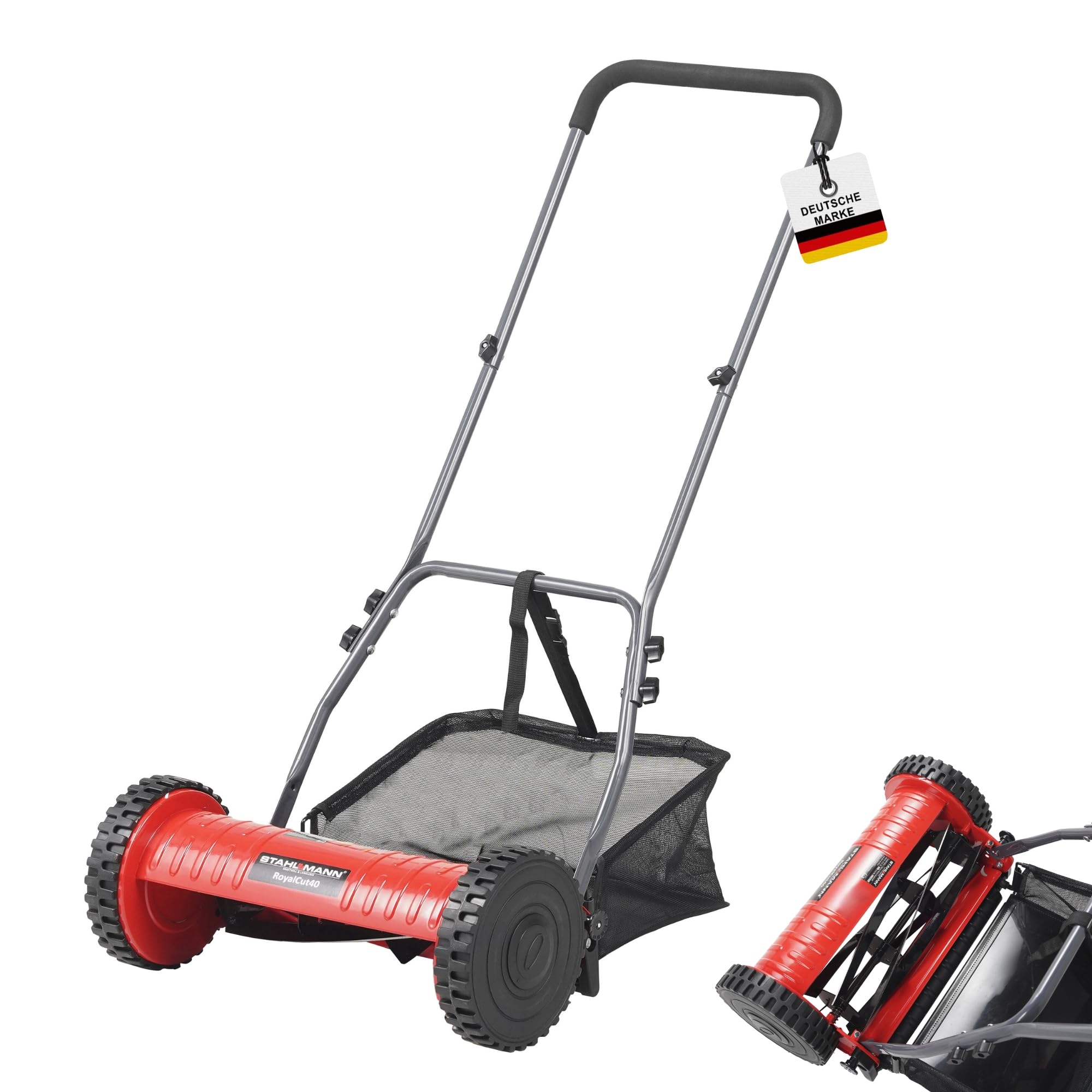 STAHLMANN Spindelmäher RoyalCut – Rasenmäher mit 40 cm Schnittbreite, 32 Liter Fangkorb, 4-stufige Schnitthöheneinstellung – Handrasenmäher manuell - leise und umweltfreundlich 40cm Angebot bei HelloDeals