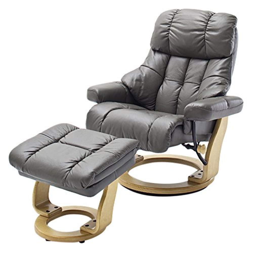 Robas Lund Relaxsessel Calgary XXL mit Hocker, bis 180 kg belastbar, Echtleder schlammfarben, Gestell Holz natur Calgary XXL Schlammfarben Natur Angebot bei HelloDeals