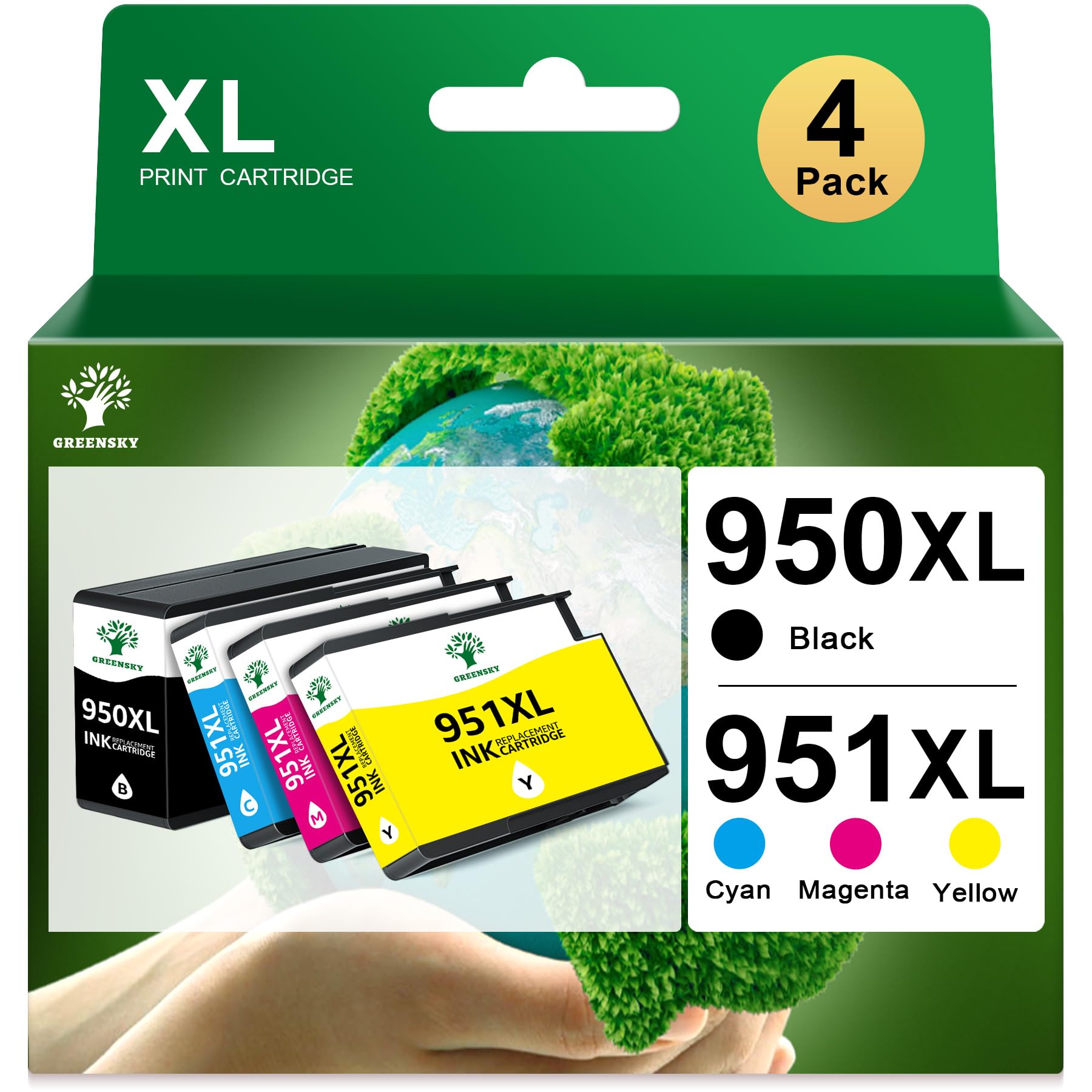 GREENSKY 950 XL 951XL Multipack Remanufactured für HP 950XL HP 951XL Multipack für HP Officejet Pro 8620 8600 Patronen für HP Officejet Pro 8610 8615 8100 276DW (4er Pack) 950XL Schwarz 951XL Cyan Magenta Gelb Angebot bei HelloDeals