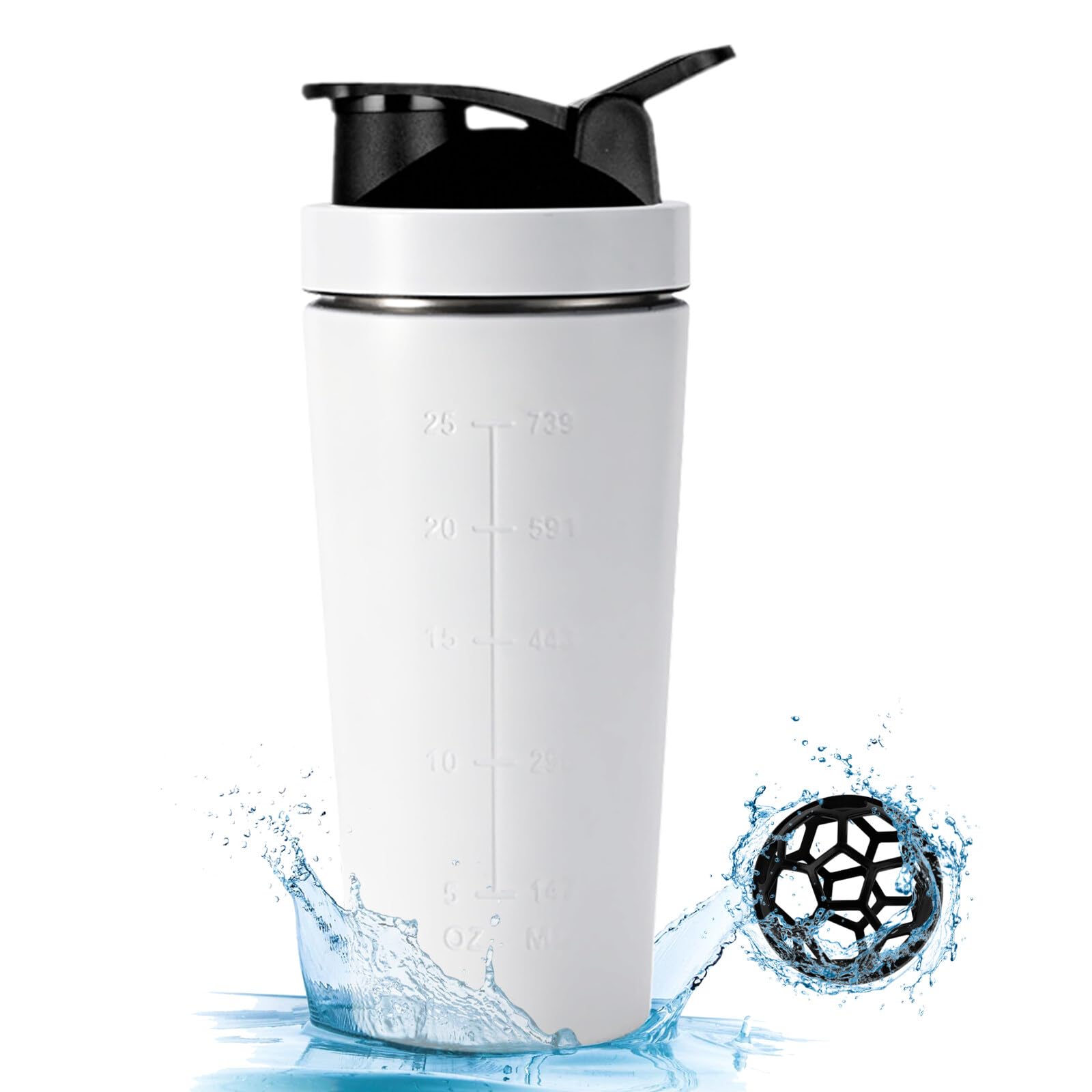 EACHPT Protein Shaker Edelstahl|750ML|Weiß|Protein Shaker mit Mischball| BPA-frei und Auslaufsicher|Shaker Proteinshake Ideal für Protein-Shakes, Fitness Yoga und andere Sportarten Weiß 750 ml Angebot bei HelloDeals