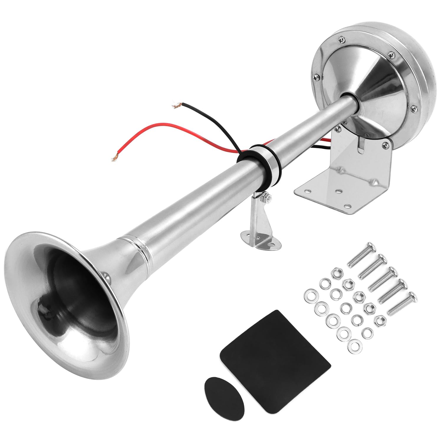 QWORK® Leistungsstarke Einzelhupe aus Edelstahl 304-328 dB, 12V, 10A - für Boote, Wohnwagen und LKW Angebot bei HelloDeals