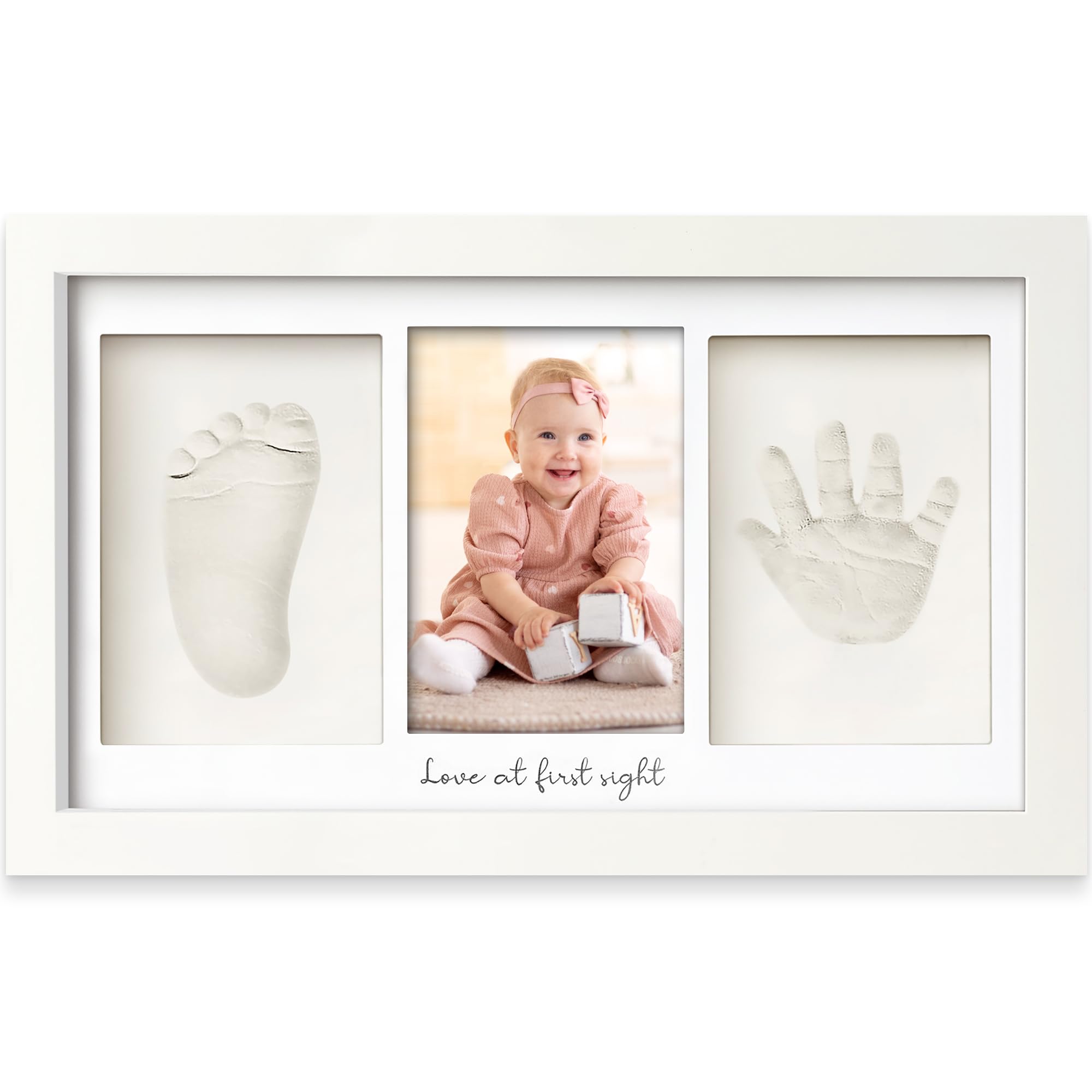 Baby Handabdruck und Fußabdruck Set – Gipsabdruck Hand und Fuß für Neugeborene - Handabdruck Bilderrahmen ​- Fußabdruck - Dusche Abdruckset (Alpine White) Alpine White Duo, 33cm x 20cm Angebot bei HelloDeals