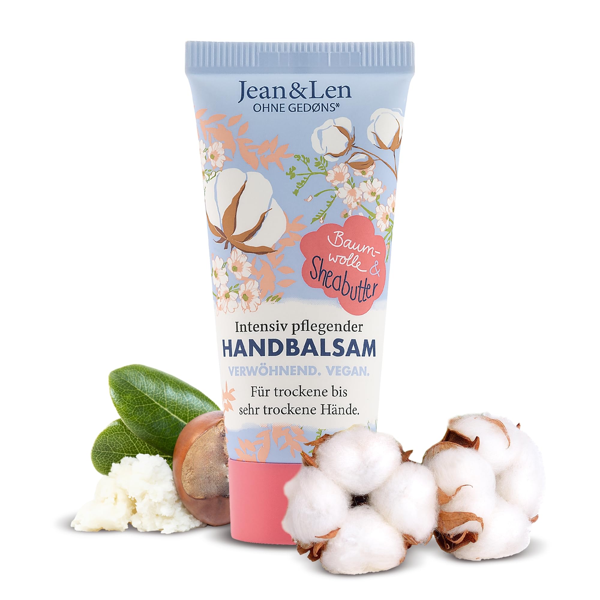 Jean & Len – Handbalsam Baumwolle & Sheabutter, Handpflege für trockene bis sehr trockene Hände, pflegt intensiv und ist dabei besonders mild, ohne Parabene & Silikone, vegan, Mini Handcreme, 20 ml 20 ml (1er Pack) Baumwolle/Sheabutter Mini Angebot bei HelloDeals