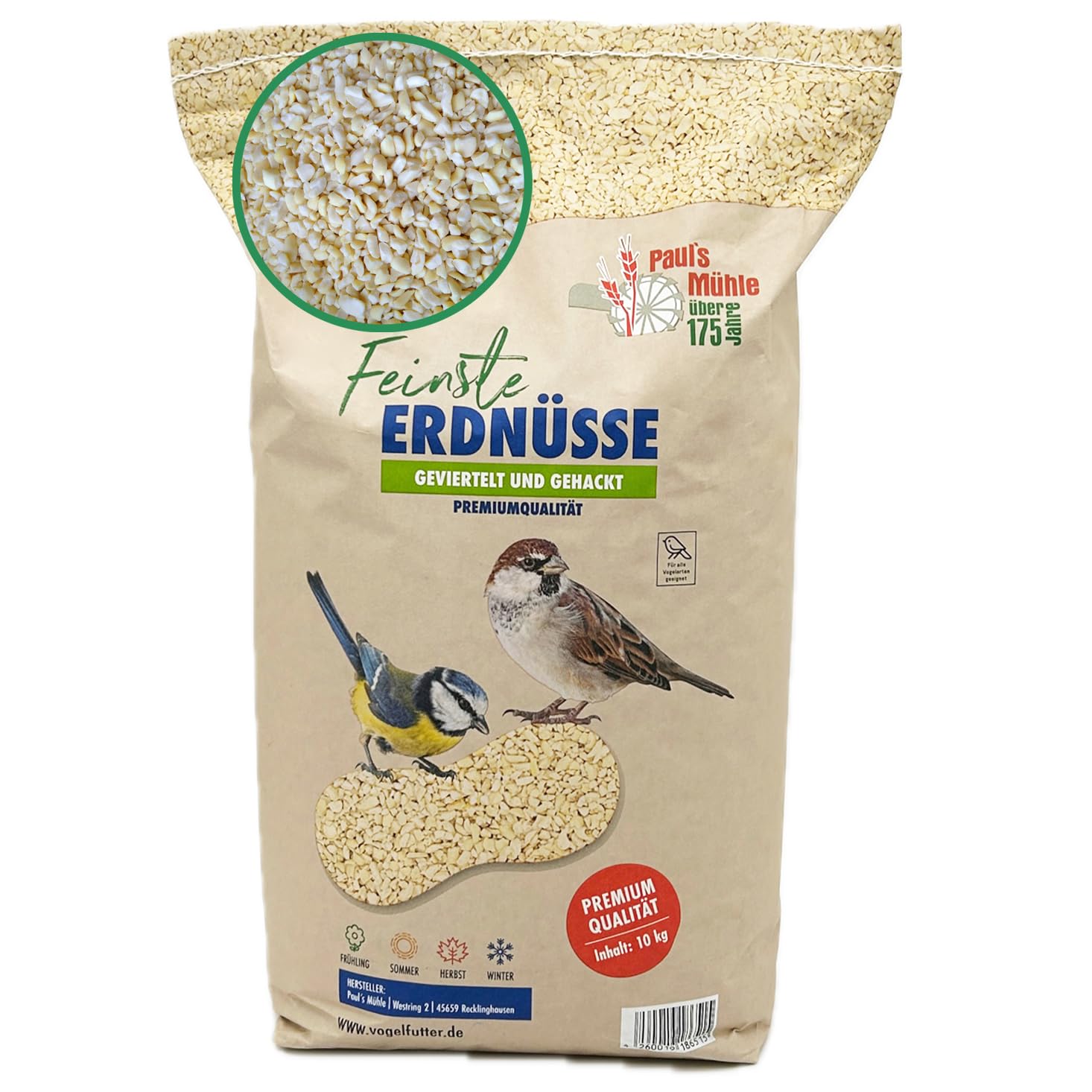 Paul´s Mühle Erdnüsse für Vögel, Erdnusskerne gehackt, 10 kg Neue Ernte 2025 10 kg (1er Pack) Angebot bei HelloDeals