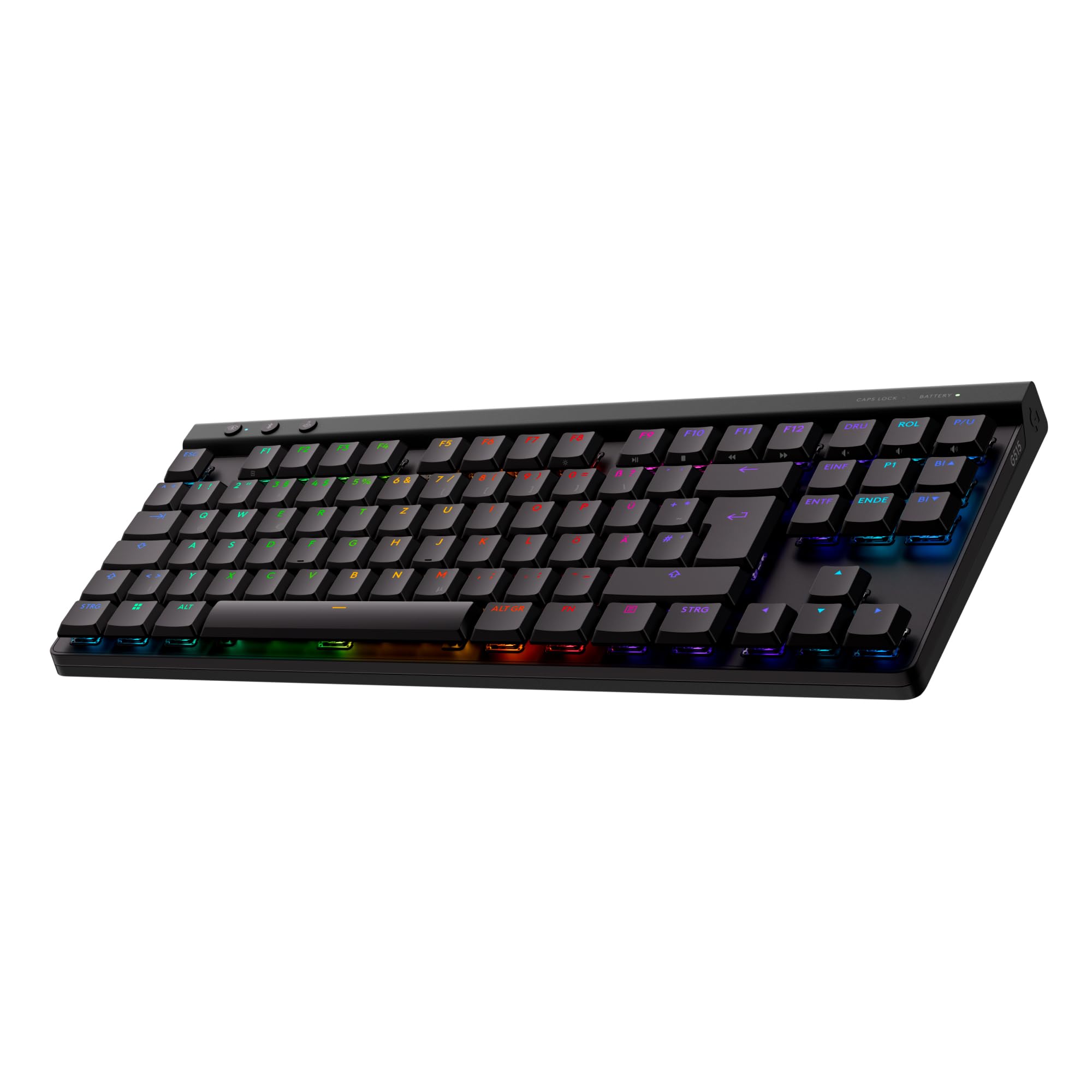 Logitech G G515 LIGHTSPEED TKL kabellose flache Gaming-Tastatur, LIGHTSYNC RGB, dünnes Profil ohne Ziffernblock, PBT-Tastenkappen, taktile mechanische Switches, Deutsches QWERTZ-Layout - Schwarz Kabellos | Taktile Schalter Schwarz Angebot bei HelloDeals