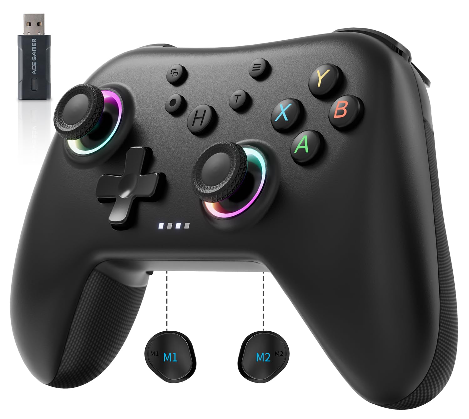 AceGamer Aurora 2.4G Wireless Bluetooth Controller für Windows PC/Switch/Stem/iOS/Android，PC Gamepad Joystick mit Hall-Effekt Joystick, programmierbare Rücktaste, Linear Resonant Actuator (Schwarz) Angebot bei HelloDeals