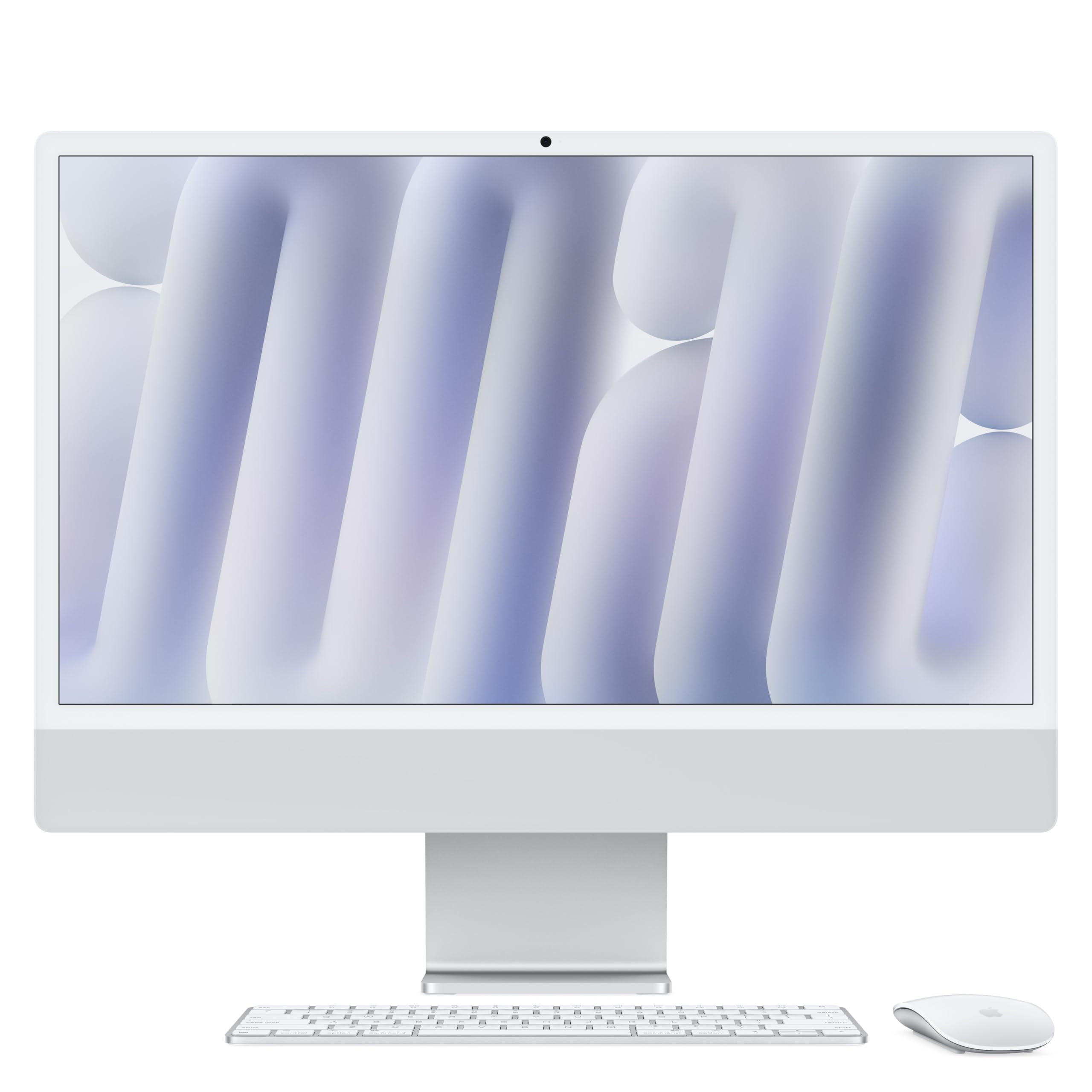 Apple iMac All-in-One Desktop-Computer mit M4 Chip mit 8 Core CPU und 8 Core GPU: 24" Retina Display, 16 GB gemeinsamer Arbeitsspeicher, 256 GB SSD Speicher, passendes Zubehör; Silber Angebot bei HelloDeals