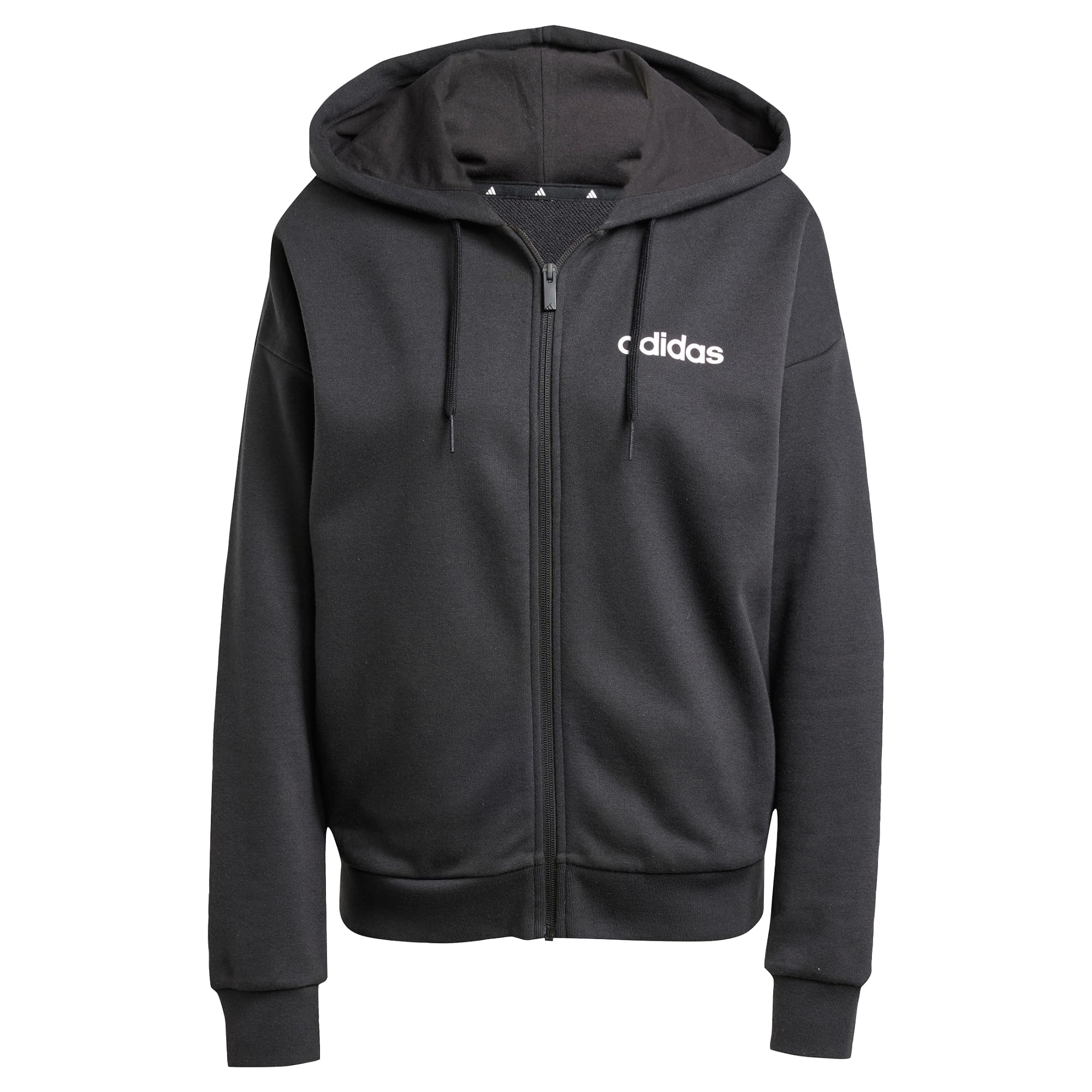 adidas Damen Essentials Linear durchgehendem Reißverschluss, French Terry Kapuzenpullover M Black / White Angebot bei HelloDeals