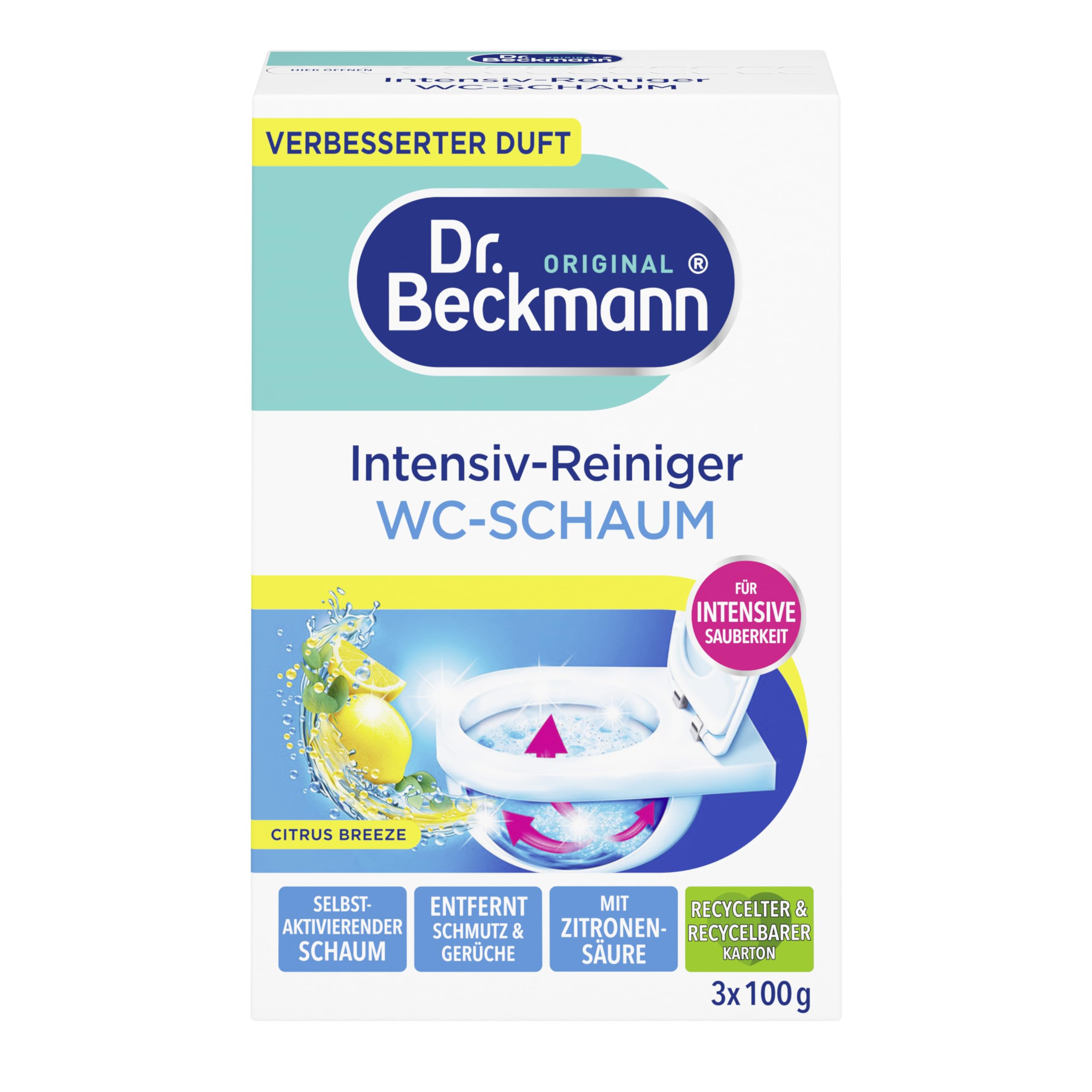 Dr. Beckmann Intensiv-Reiniger Wc-Schaum, Selbstaktivierender Schaum 3x 100 g ( Ein Bild des Artikels zeigt zwei verschiedene Versionen ) 1er Pack Angebot bei HelloDeals