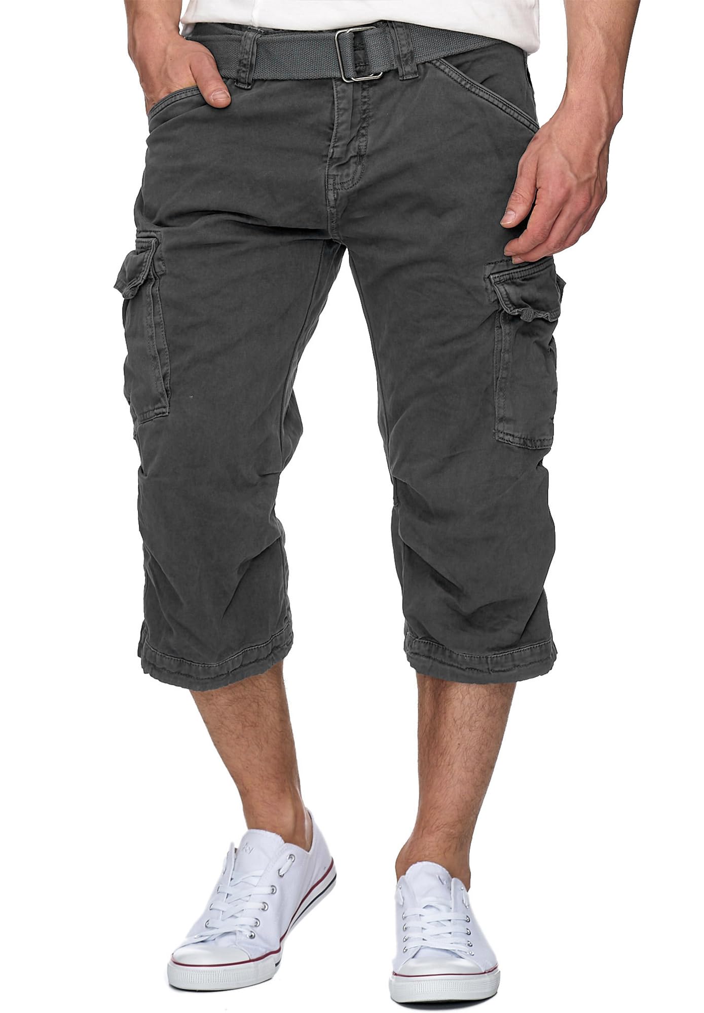 Indicode Herren Nicolas Check 3/4 Cargo-Shorts inkl. Gürtel | Herrenshorts aus Baumwolle Angebot bei HelloDeals