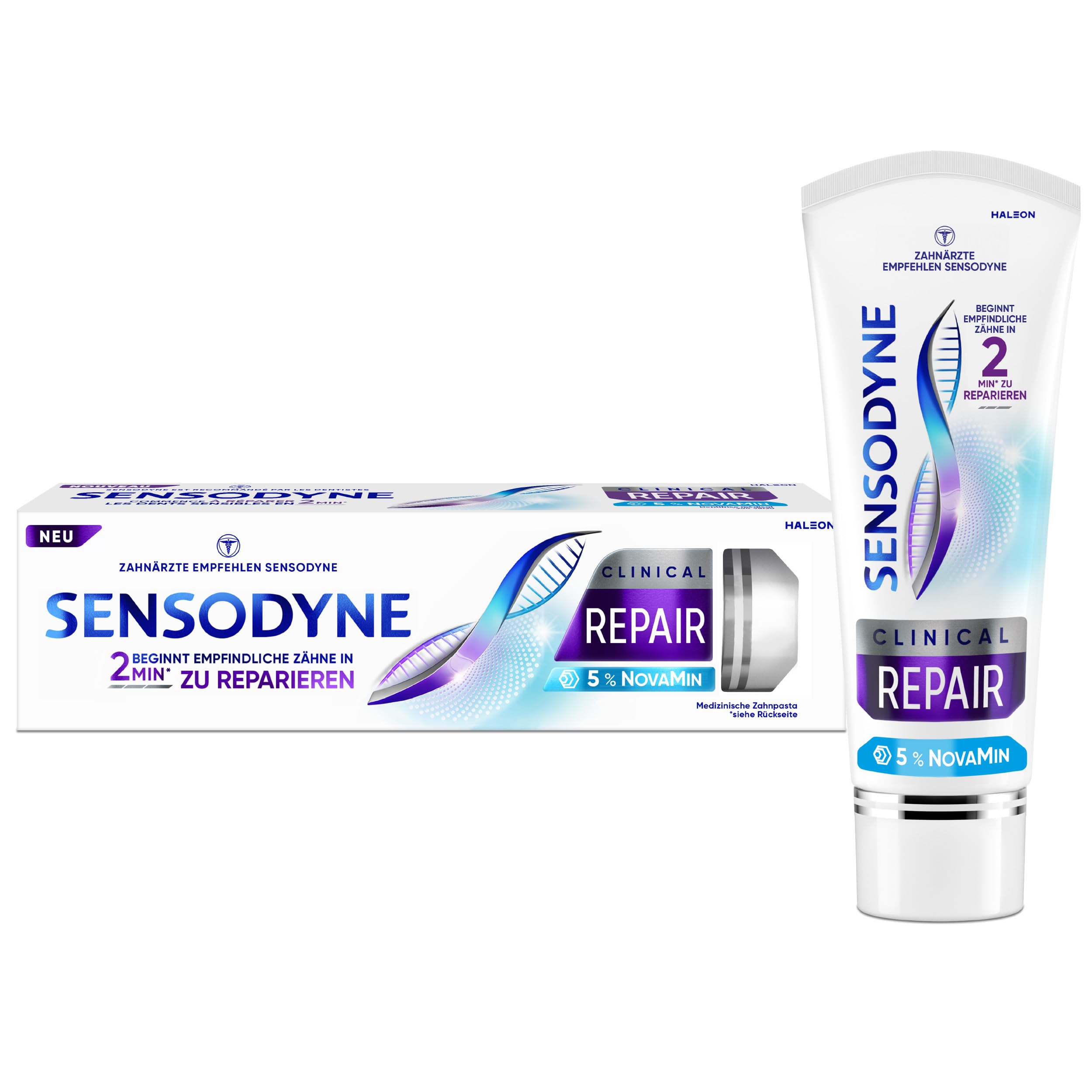 Sensodyne Clinical REPAIR, Zahnpasta für empfindliche Zähne mit 5 % NovaMin, für langanhaltende Linderung, 75ml Hellblau 75 ml (1er Pack) Angebot bei HelloDeals