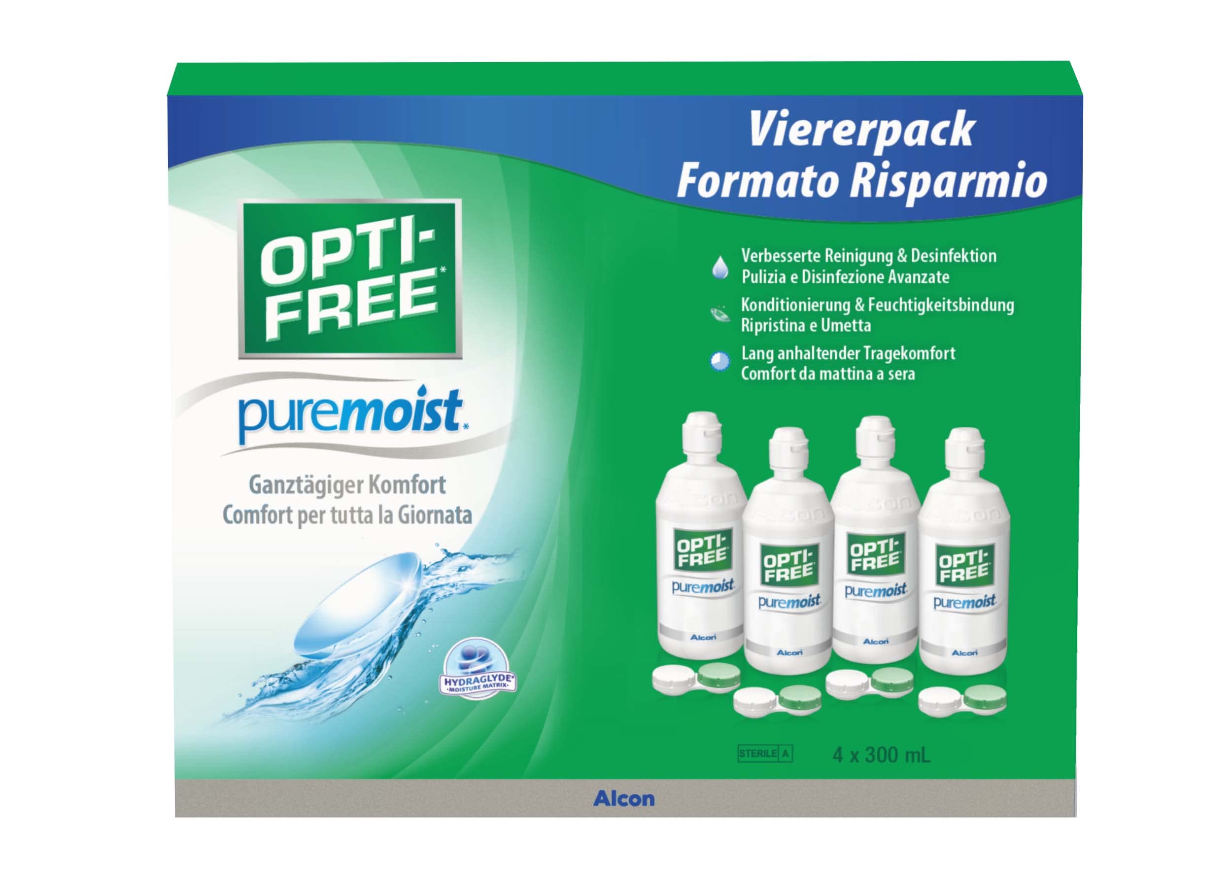 Opti-Free PureMoist Kontaktlinsen-Pflegemittel, Systempack, 4 x 300 ml 4x300 ml Angebot bei HelloDeals
