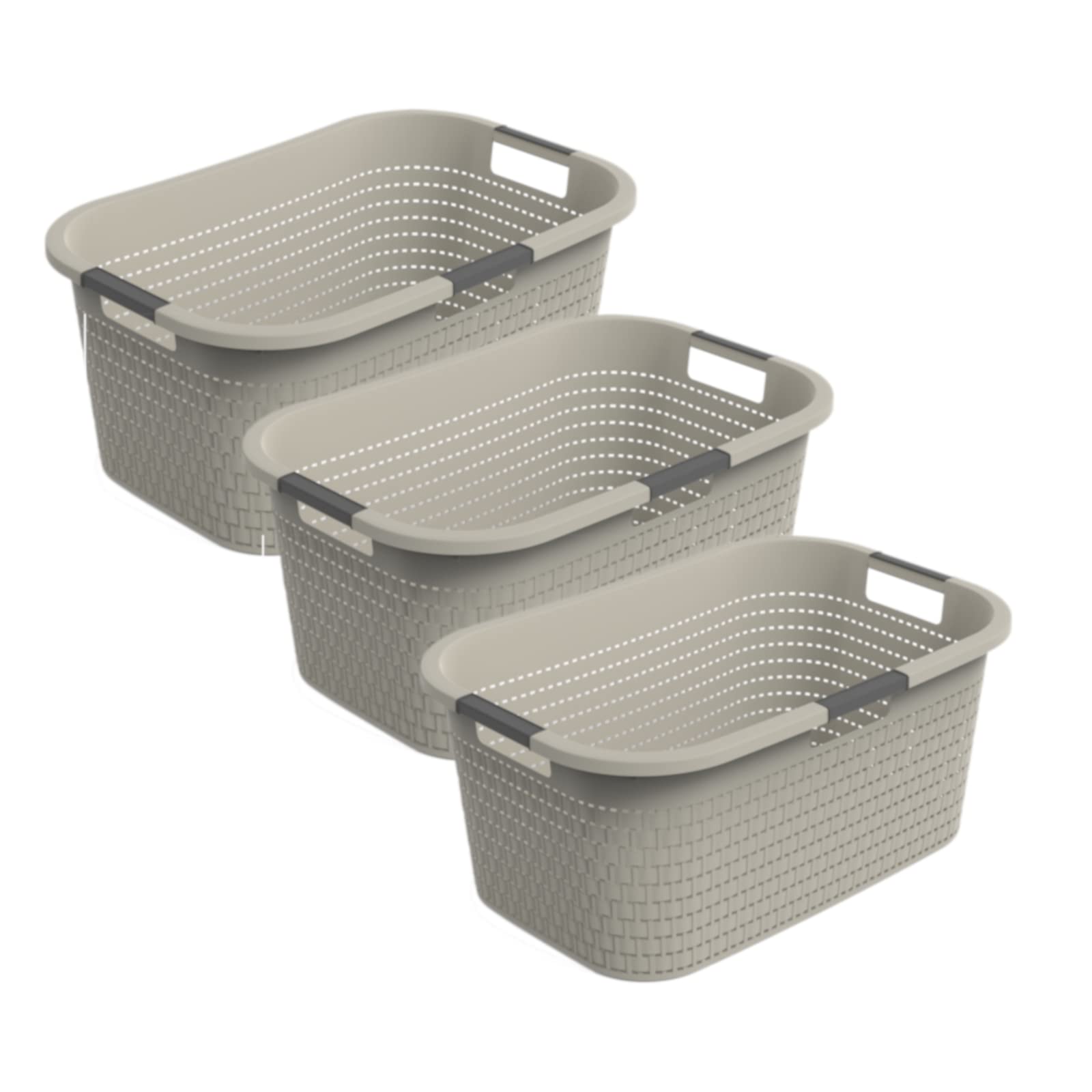 Rotho Country 3er-Set Wäschekorb 40l, Kunststoff (PP) BPA-frei, beige, 40l (58.0 x 38.9 x 25.1 cm) Angebot bei HelloDeals