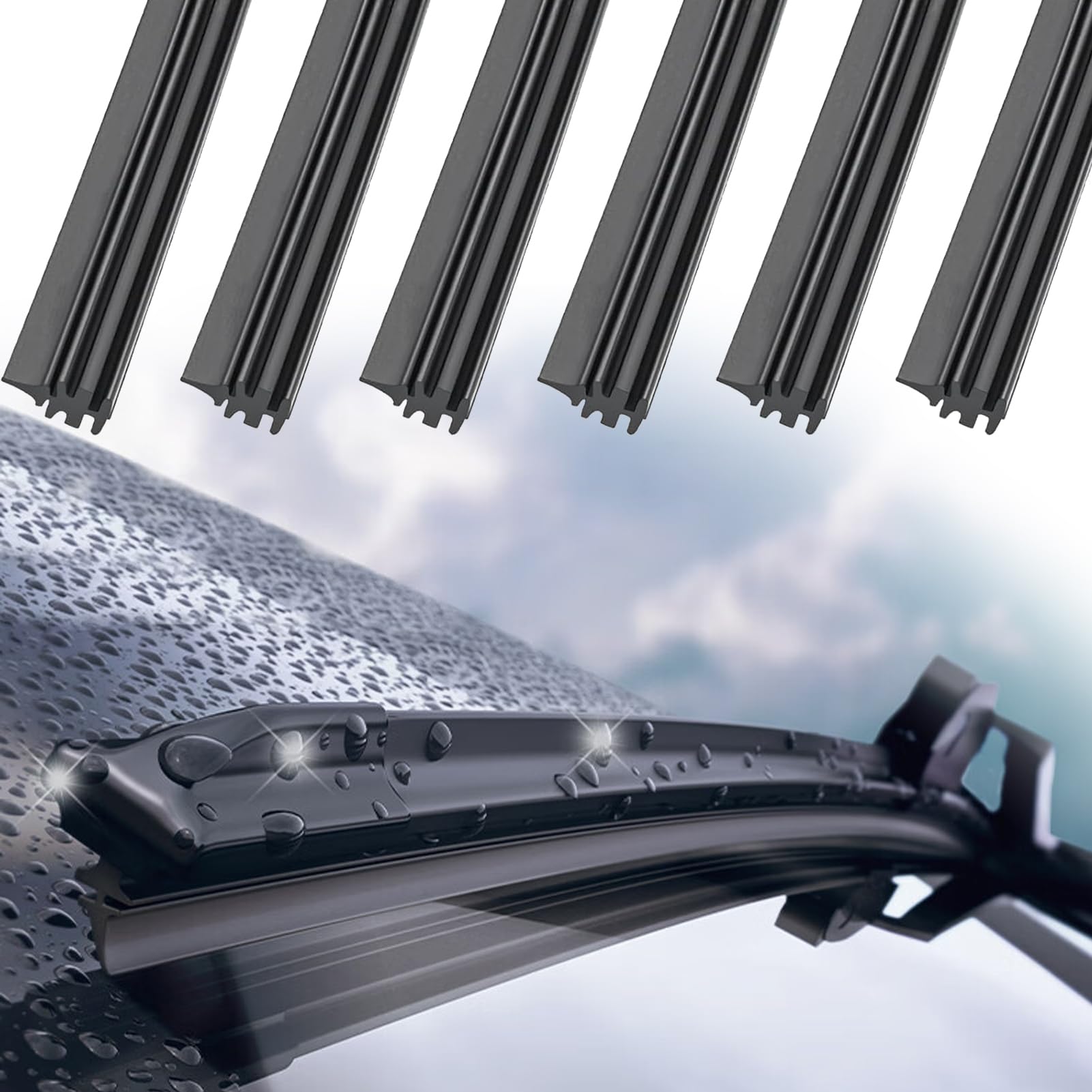 6 Stück Scheibenwischer Gummi, Universal Ersatzwischblätter Replacement Gummistreifen für Scheibenwischer, Hochwertiges Wischergummi, Passend für Die Meisten Autos, Scheibenwischers Gummi Ersatz 800mm Angebot bei HelloDeals