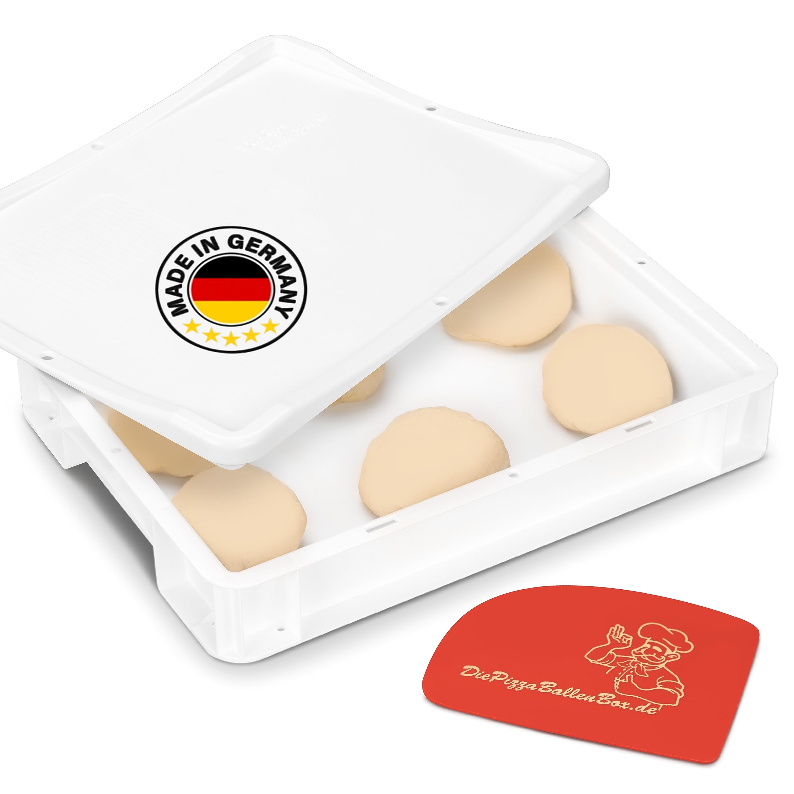 RoyalFay Pizzaballenbox Gärbox für Pizzateig Sauerteig Hefeteig lebensmittelecht 30x40x8 cm (1 Box mit 1 Deckel) weiß 1 Dose mit 1 Deckel Angebot bei HelloDeals