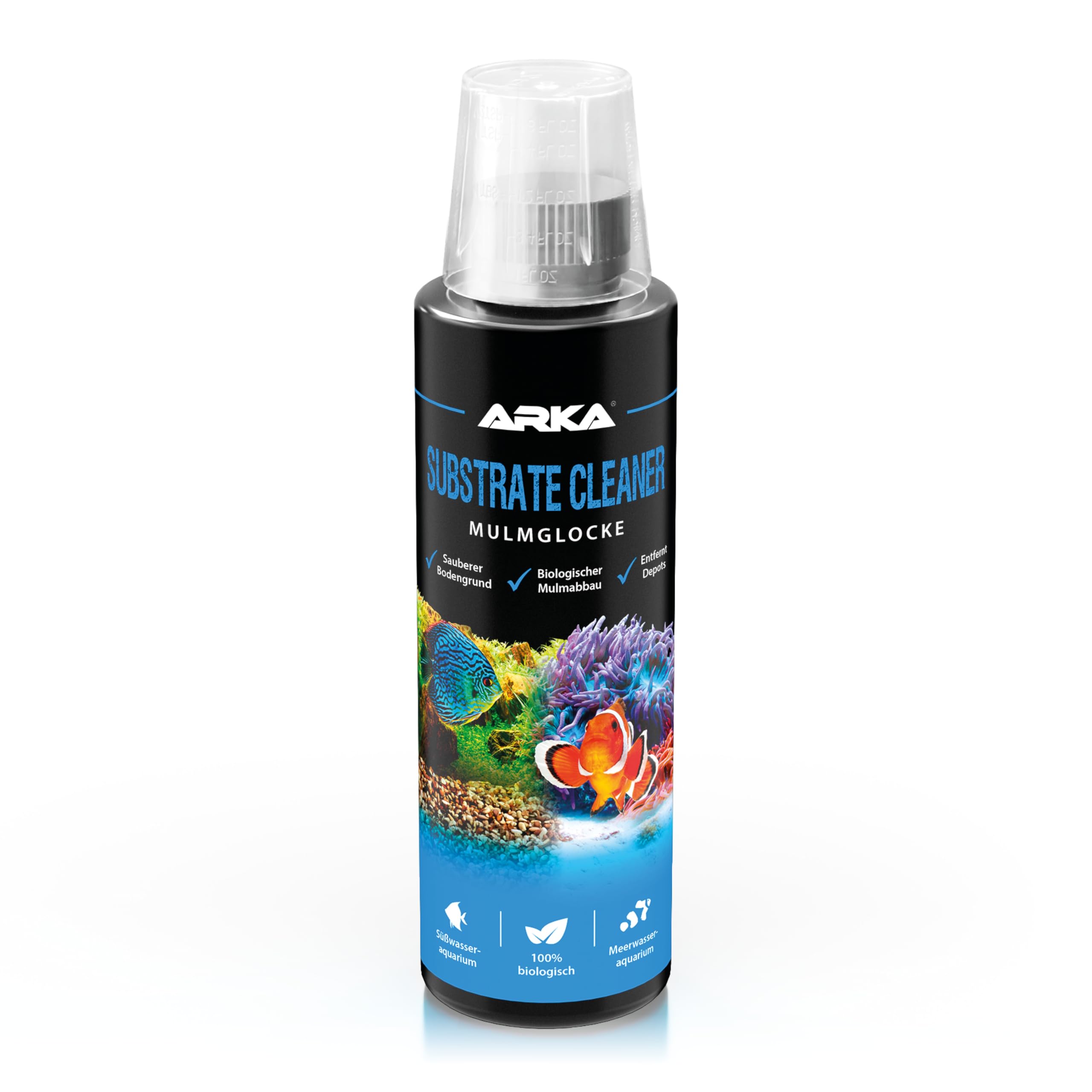 Mulmsauger Aquarium 236ml – reinigt Bodengrund biologisch – entfernt Mulm, Futterreste & Schlamm – für Süß- & Meerwasser – ohne Sauger & Schlauch – zuverlässige Pflege – ARKA Substrate Cleaner Transparent 236ml (8oz) Angebot bei HelloDeals