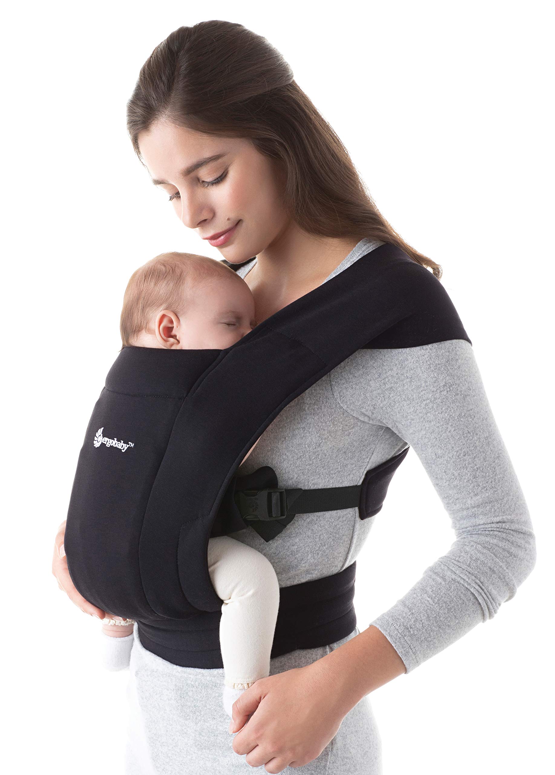 Ergobaby Babytrage für Neugeborene ab Geburt Extra Weich, Embrace Bauchtrage Baby-Tragetasche Ergonomisch (Pure Black) Angebot bei HelloDeals