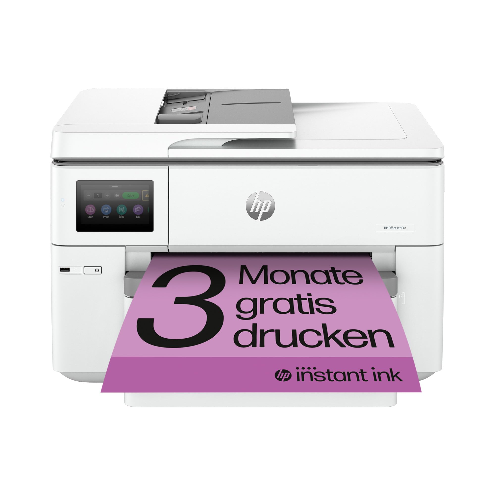 HP OfficeJet Pro 9730e A3-Multifunktionsdrucker, Drucken, Scannen und Kopieren bis A3, 3 Monate gratis drucken mit HP Instant Ink inklusive, HP+, Fax, WLAN, LAN, Duplex, Airprint, Grau-Weiß 500 Blatt Papierfach Nachfolger Angebot bei HelloDeals
