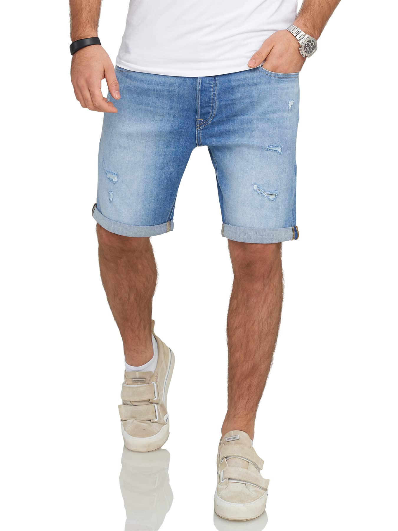 JACK & JONES Infinity Herren Jeans Shorts Rick Bermudas Used Look Angebot bei HelloDeals
