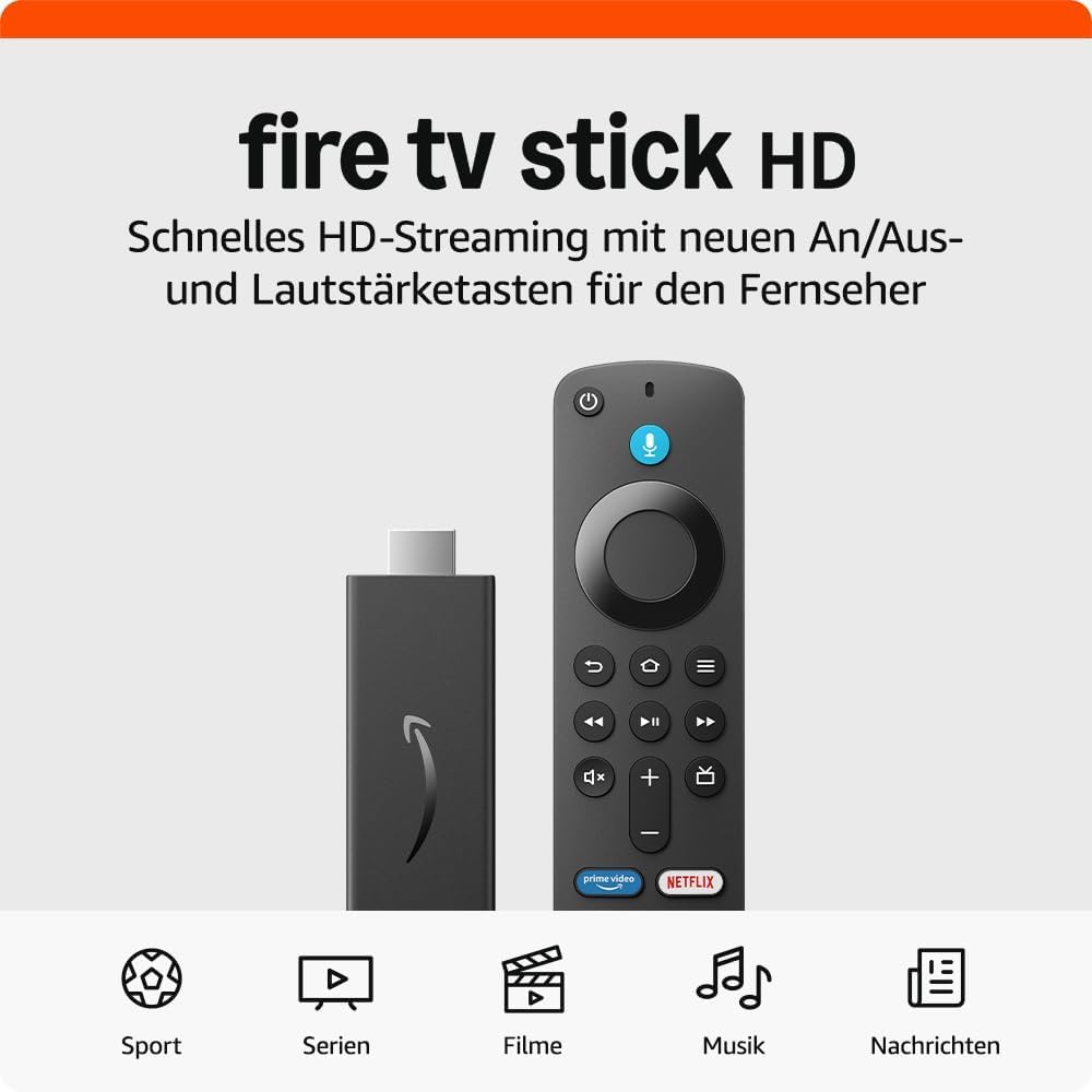 Zertifiziert und generalüberholt Amazon Fire TV Stick HD (Neueste Generation), Free- und Live-TV, Alexa-Sprachfernbedienung, Smart-Home-Steuerung, HD-Streaming Angebot bei HelloDeals