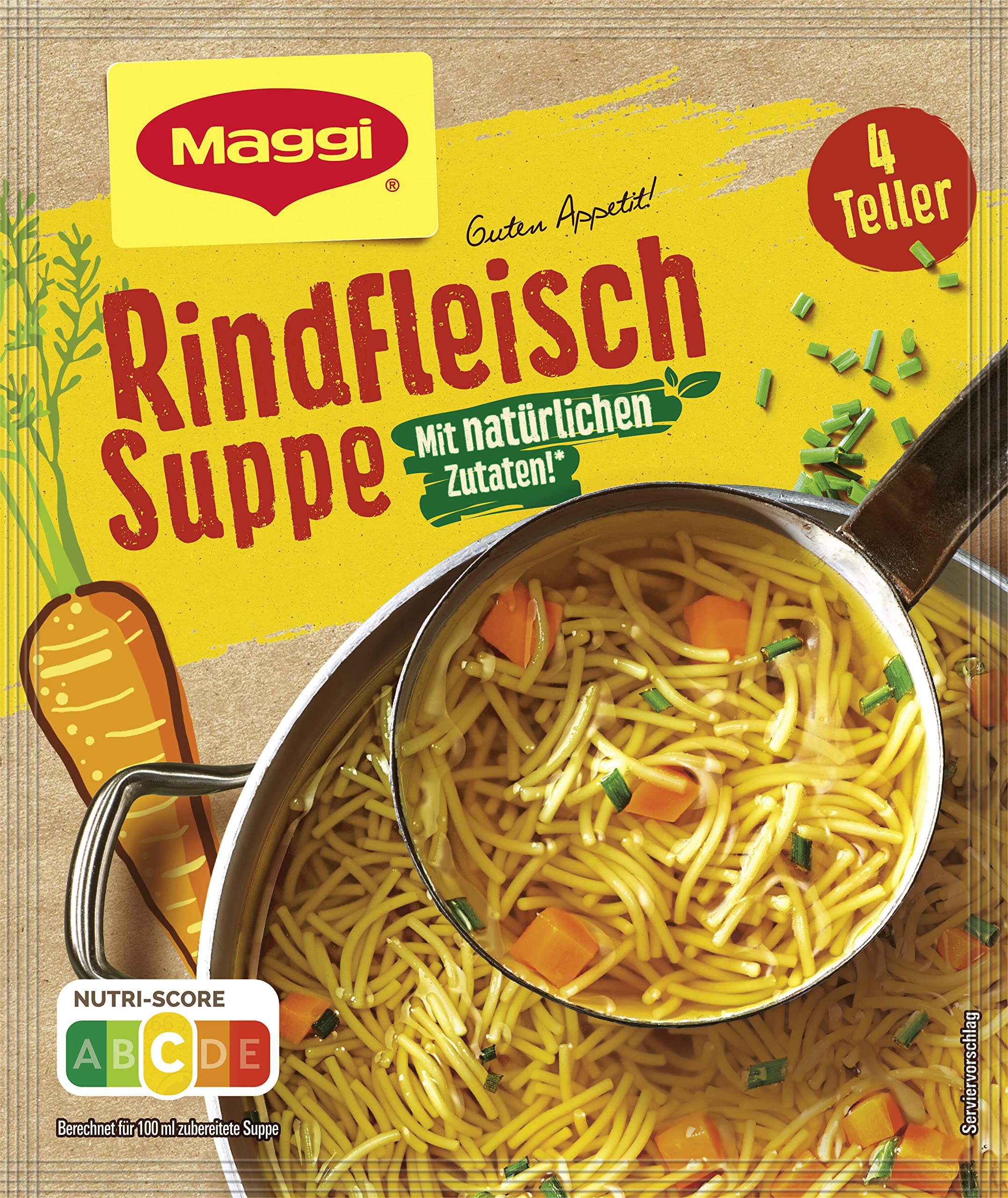 Maggi Guten Appetit, Rindfleisch Suppe, 85g Beutel, ergibt 4 Teller, 1er Pack (1 x 85g) Rindfleisch Suppe 1 l (1er Pack) Angebot bei HelloDeals
