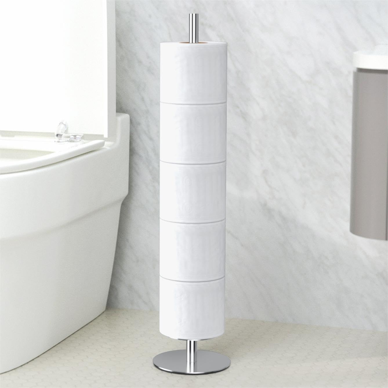 Toilettenpapierhalter Stehend & Klopapierhalter & Ersatzrollenhalter, Klopapier Aufbewahrung, Aus Edelstahl Rostfrei Freistehend Matt FüR Bad, Mit Trennplatte FüR Wasserschutz Silber Angebot bei HelloDeals