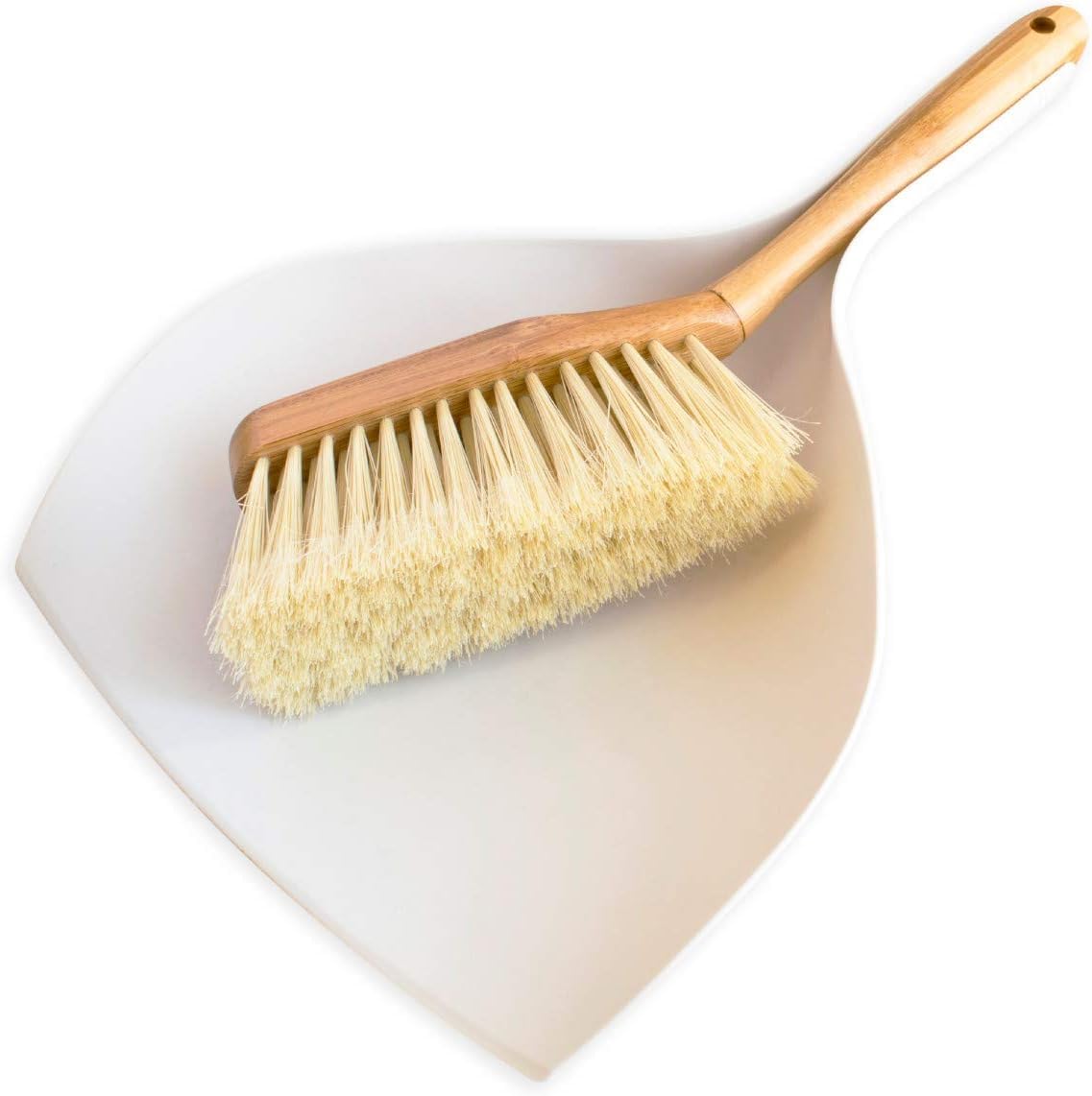 Eco Natural Handfeger Und Schaufel Bambus Besen Und Kehrschaufel Set Kehrblech Kehrset Kehrgarnitur Putzset 25 x 5,5 x 34 cm, Beige Angebot bei HelloDeals